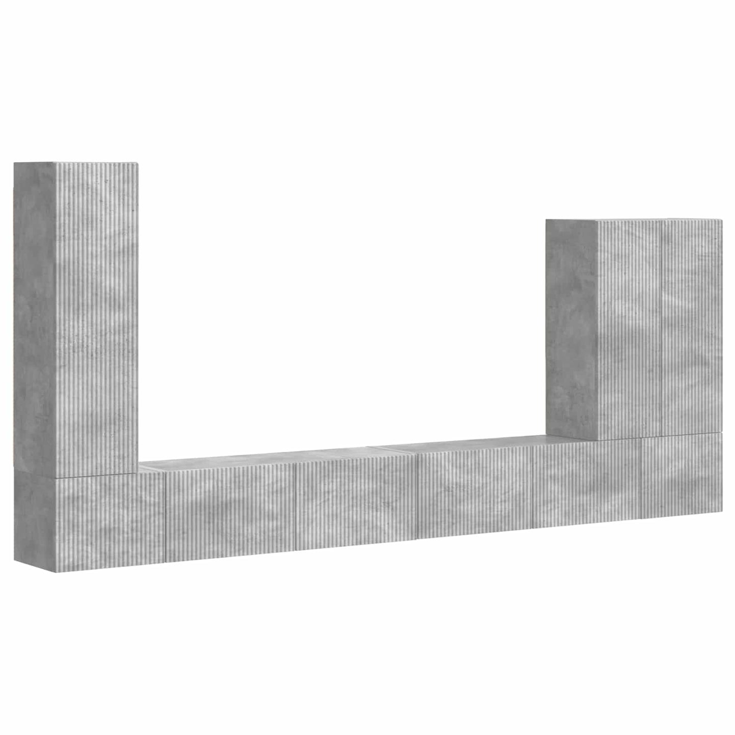 TV Wall Cabinet Set Wall-mounted 6 pcs Concrete Grey