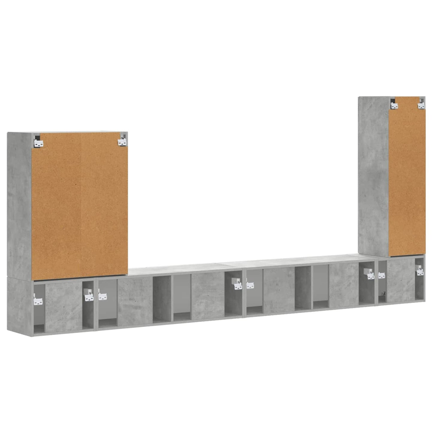 TV Wall Cabinet Set Wall-mounted 6 pcs Concrete Grey