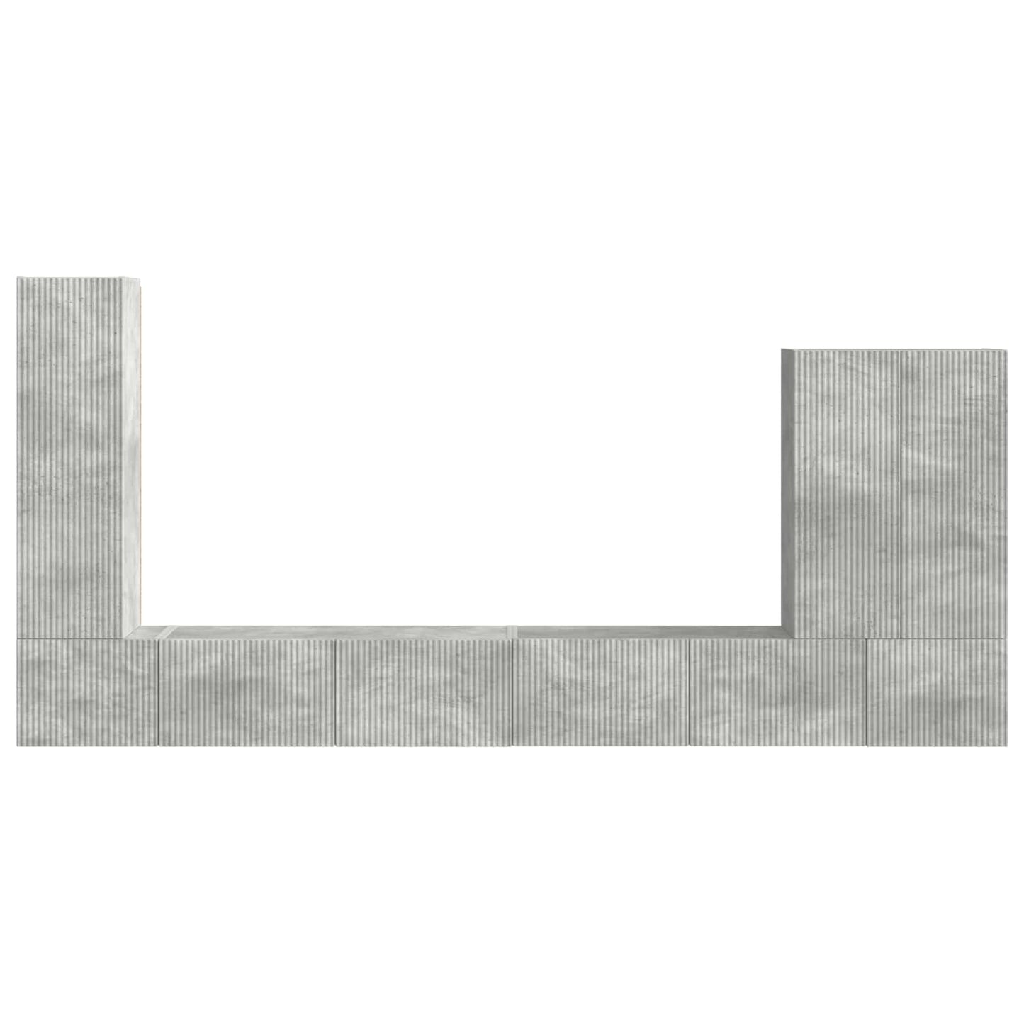 TV Wall Cabinet Set Wall-mounted 6 pcs Concrete Grey