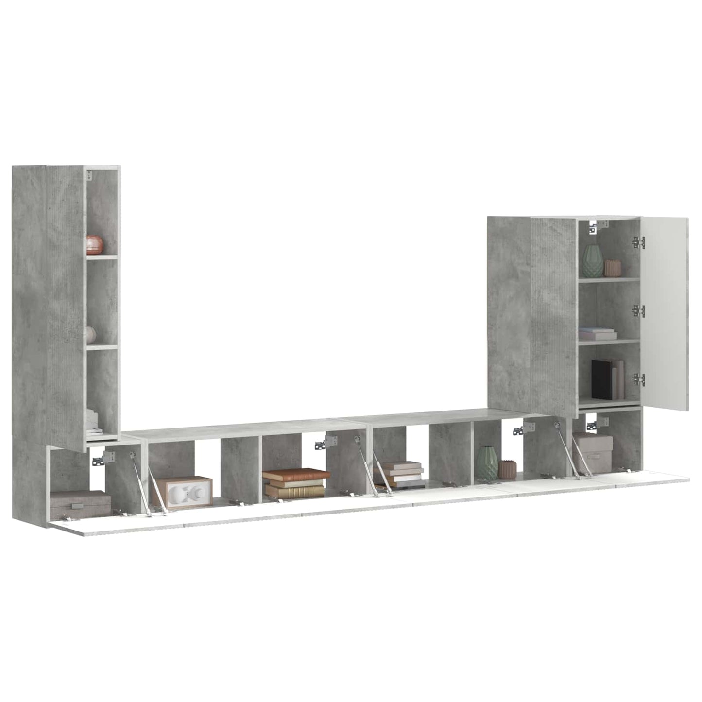 TV Wall Cabinet Set Wall-mounted 6 pcs Concrete Grey