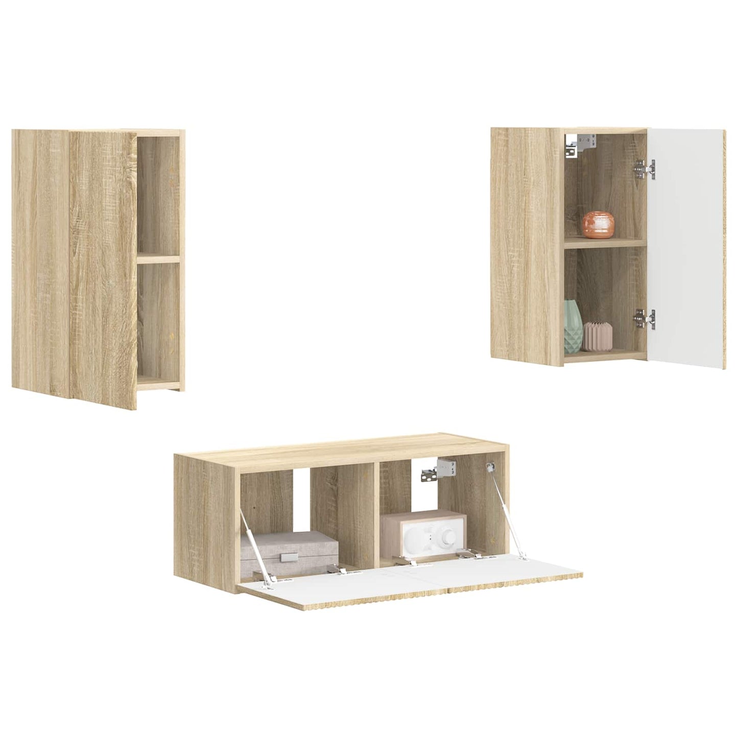 TV Cabinet Set Wall-mounted 2 pcs Sonoma Oak Engineered Wood