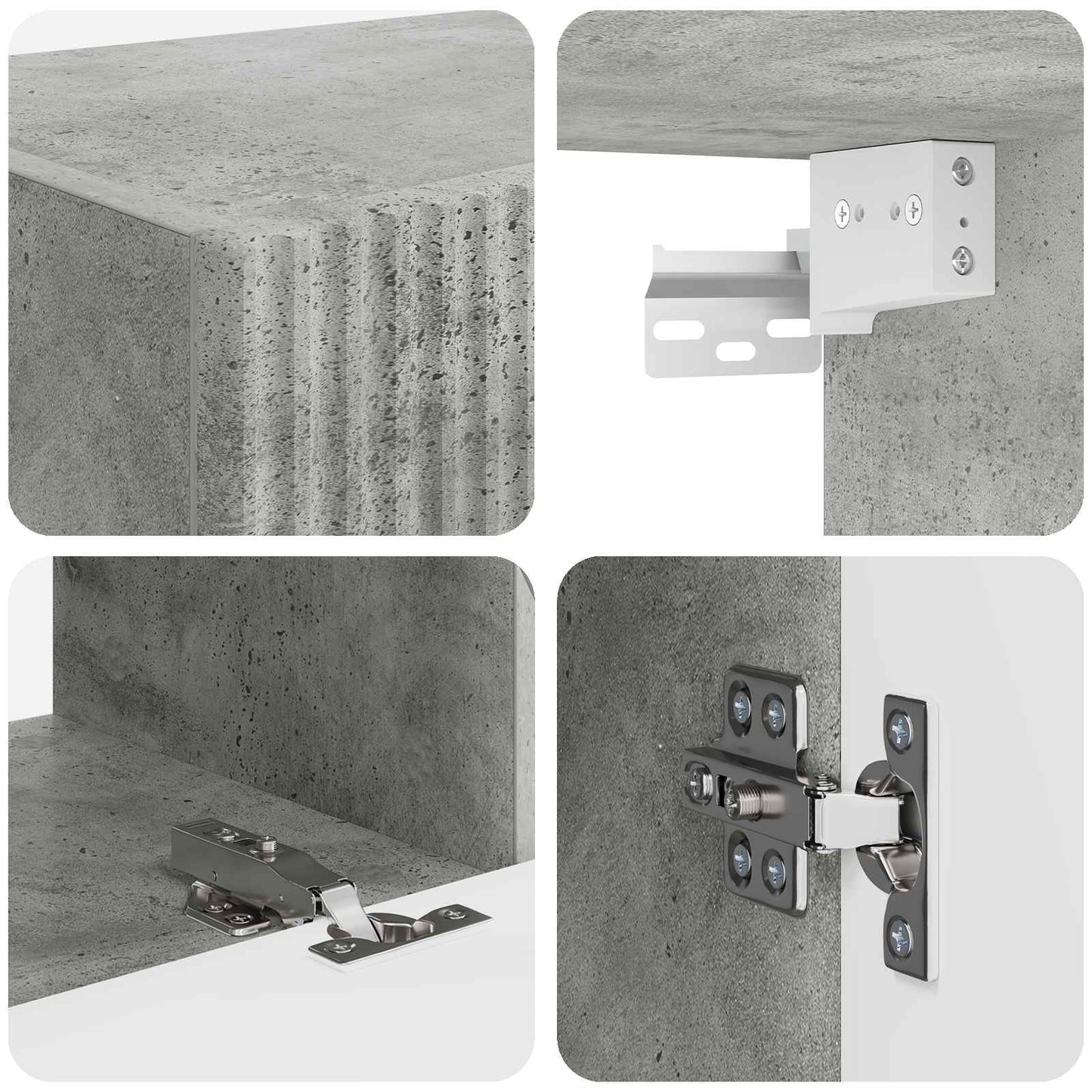 TV Cabinet Set Wall-mounted 2 pcs Concrete Grey Engineered Wood