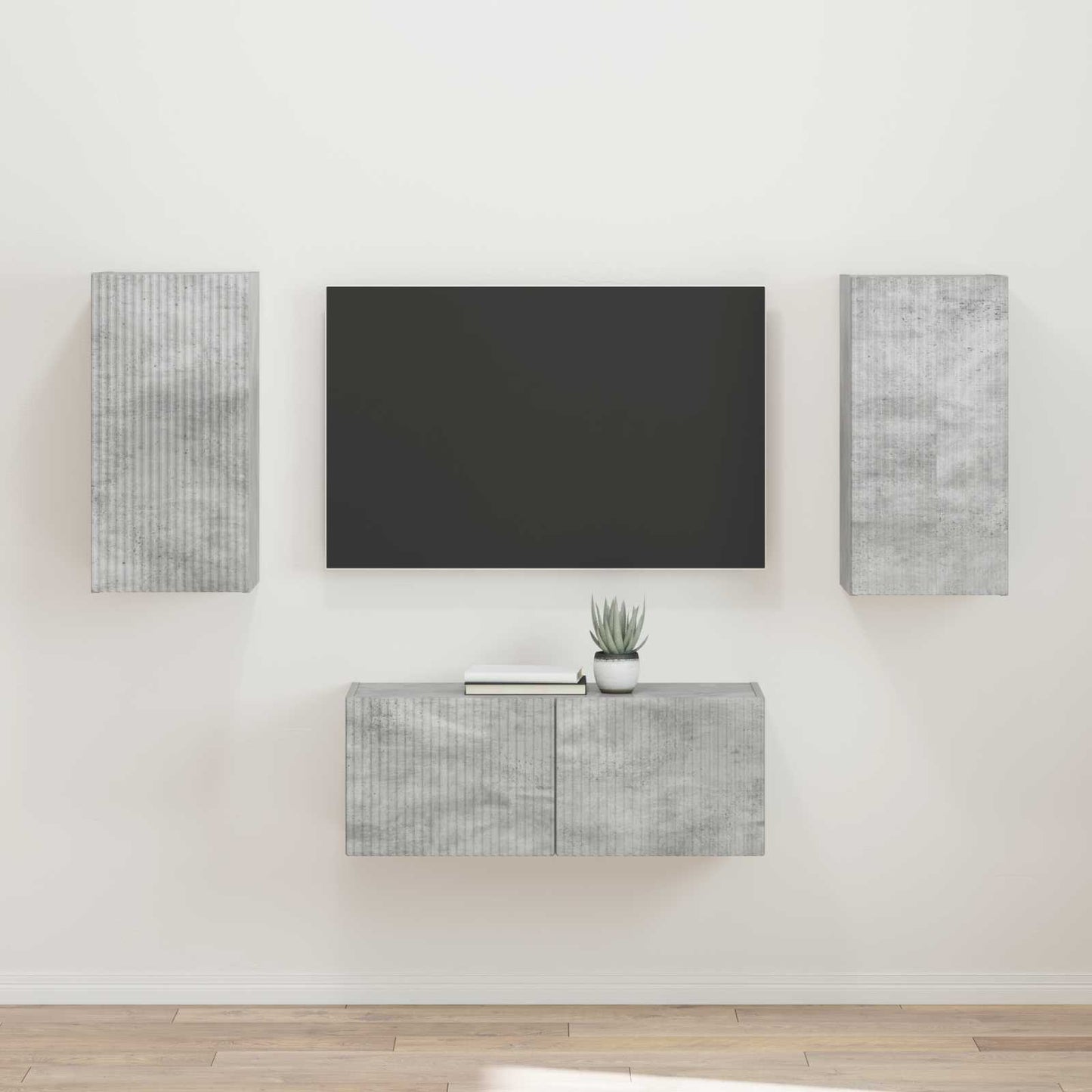 TV Cabinet Set Wall-mounted 2 pcs Concrete Grey Engineered Wood