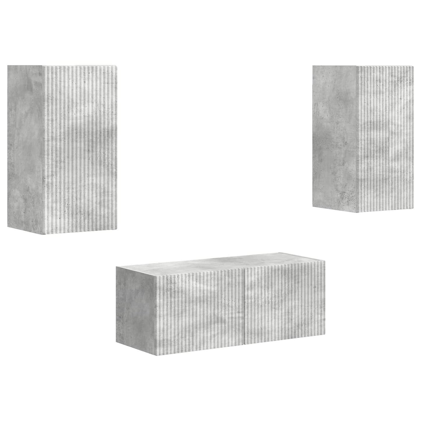 TV Cabinet Set Wall-mounted 2 pcs Concrete Grey Engineered Wood