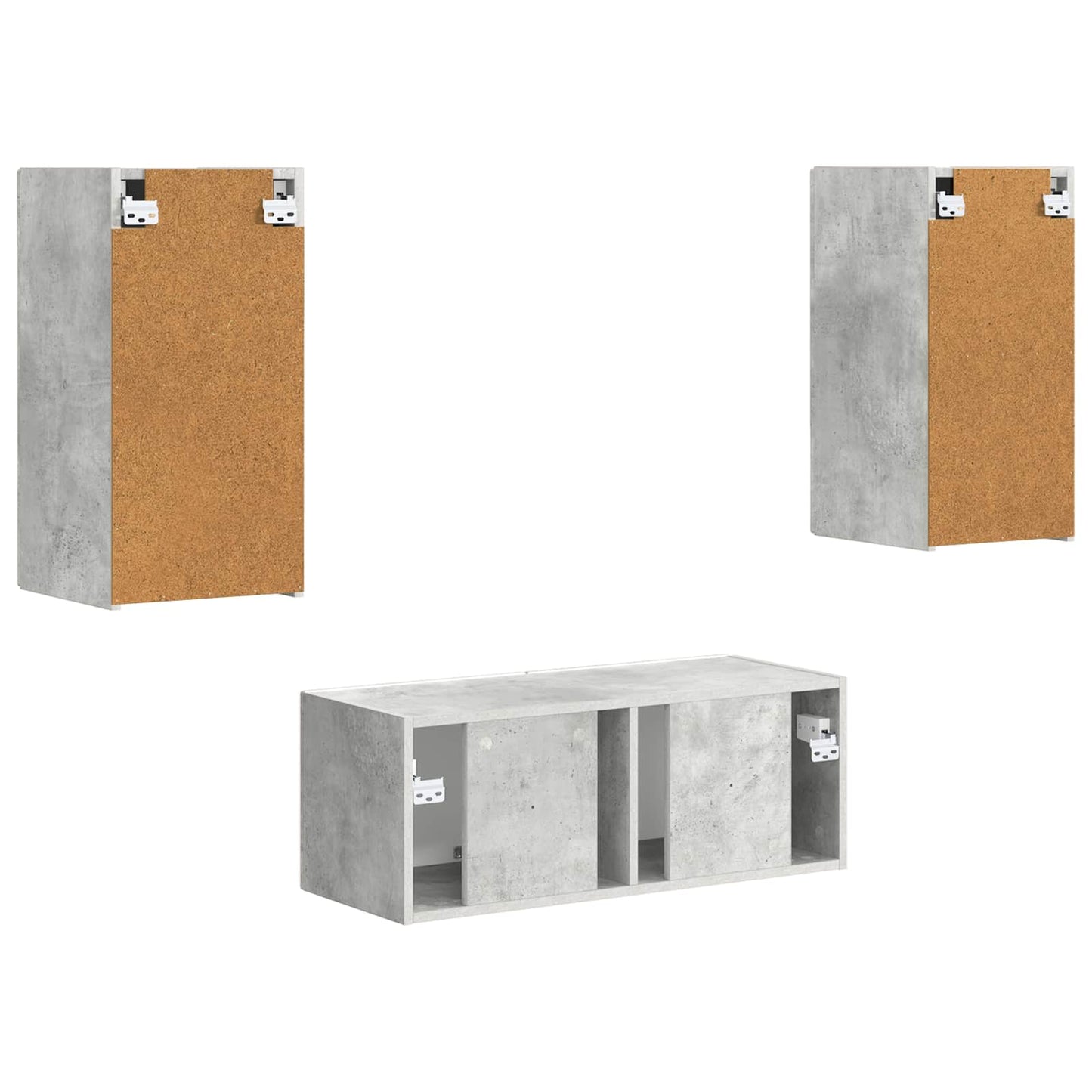 TV Cabinet Set Wall-mounted 2 pcs Concrete Grey Engineered Wood