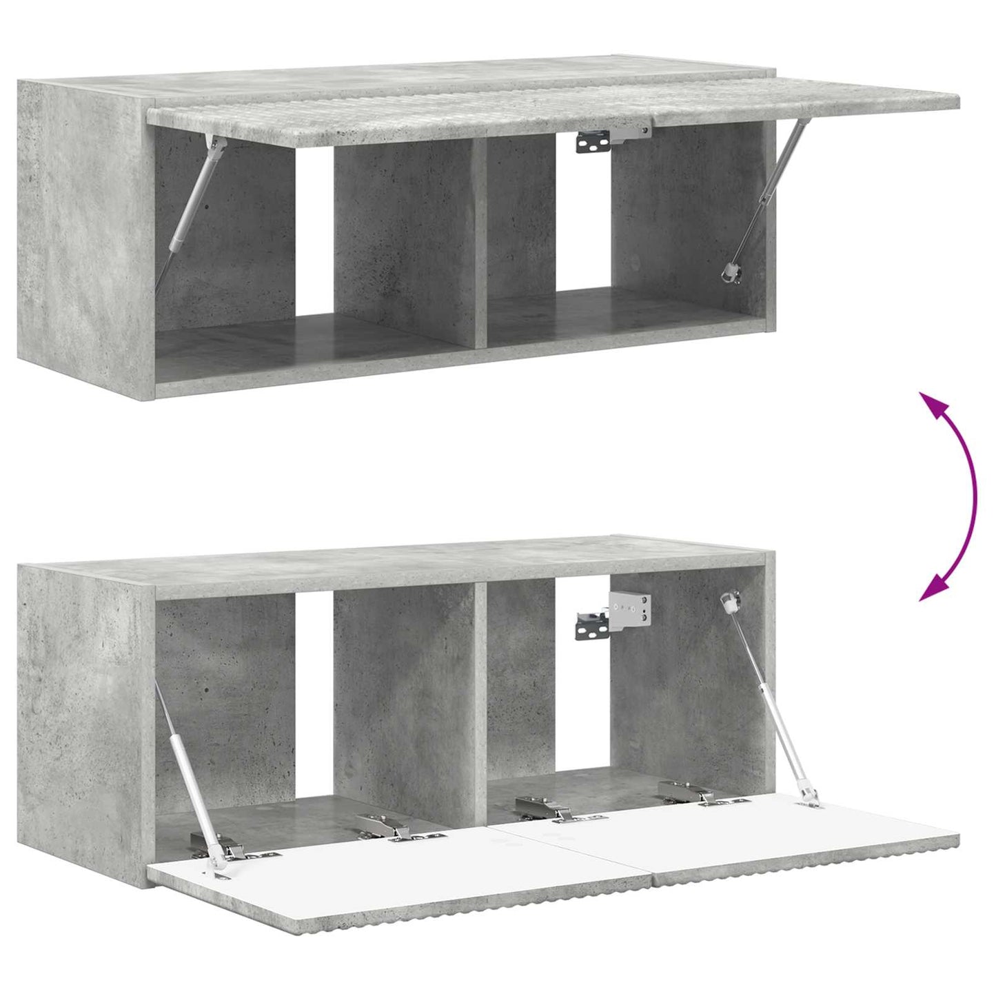TV Cabinet Set Wall-mounted 2 pcs Concrete Grey Engineered Wood