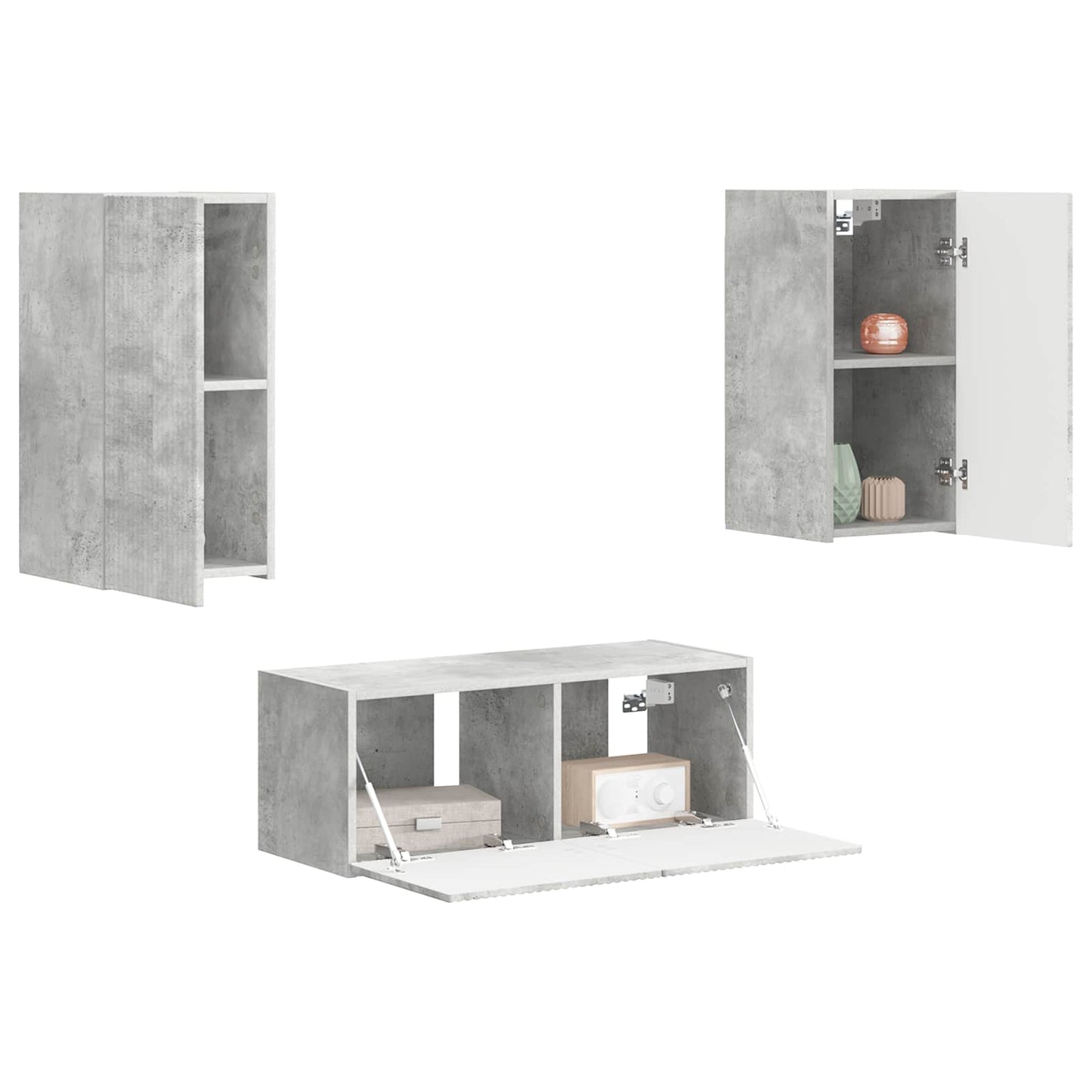 TV Cabinet Set Wall-mounted 2 pcs Concrete Grey Engineered Wood
