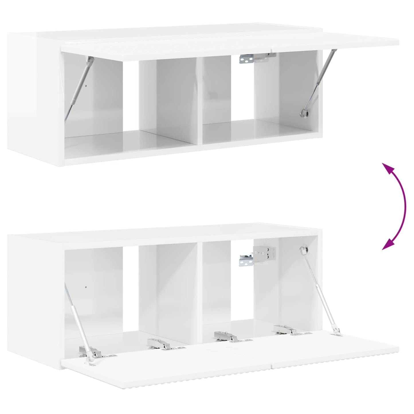 TV Cabinet Set 2 pcs High Gloss White Engineered Wood