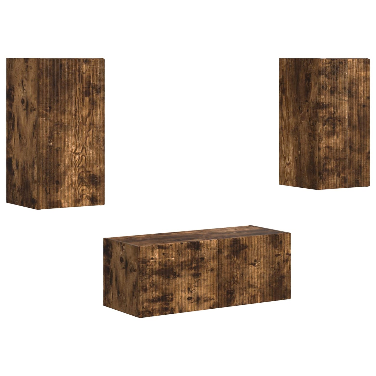 TV Cabinet Set Wall-mounted 2 pcs Smoked Oak Engineered Wood