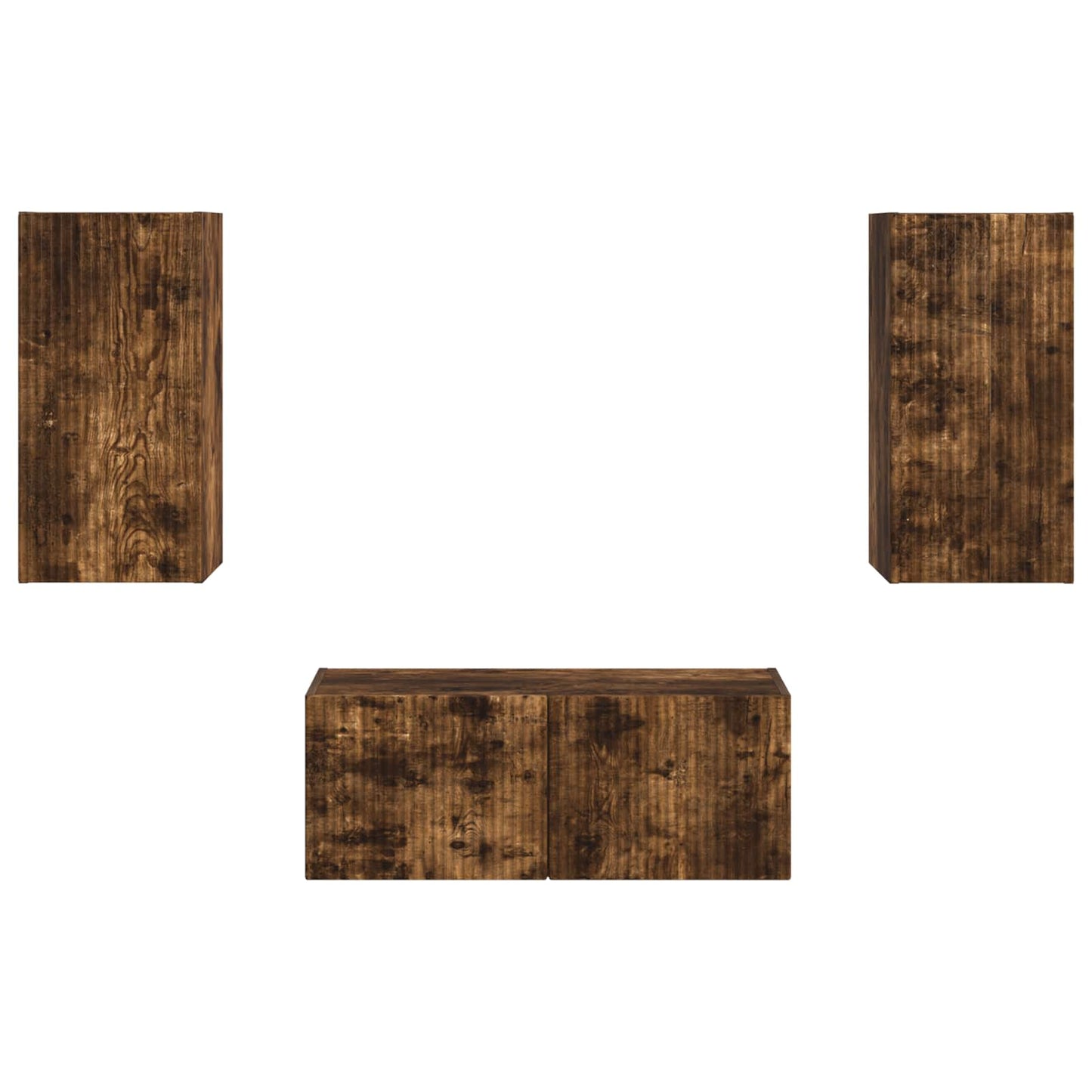 TV Cabinet Set Wall-mounted 2 pcs Smoked Oak Engineered Wood
