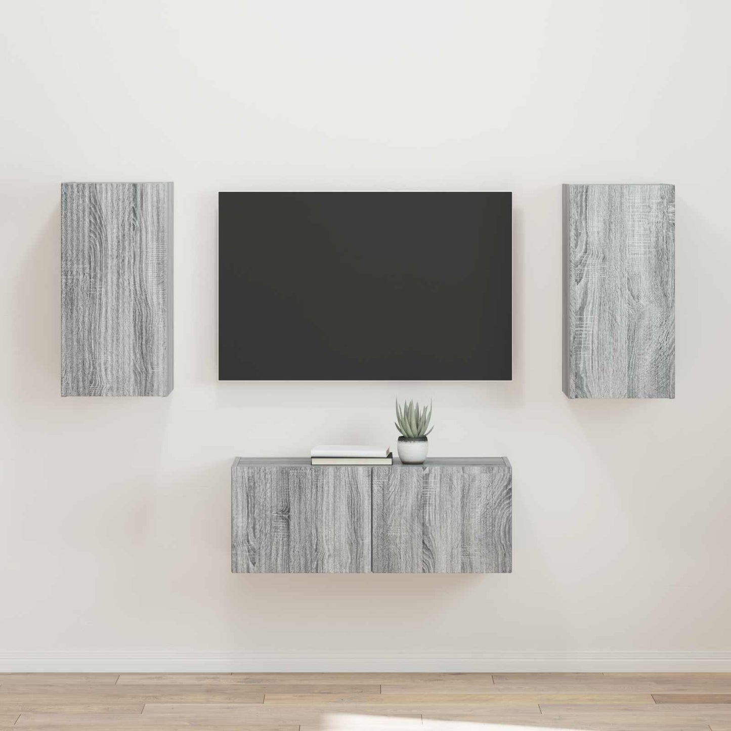 TV Cabinet Set Wall-mounted 2 pcs Grey Sonoma Engineered Wood