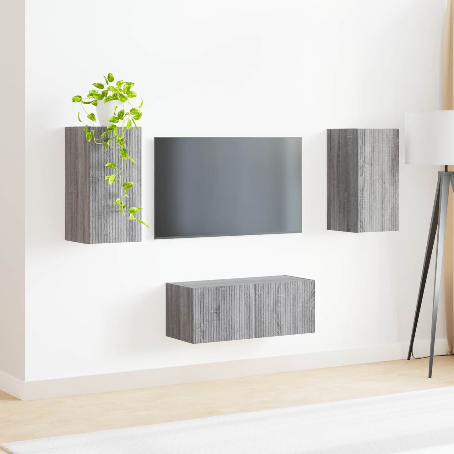 TV Cabinet Set Wall-mounted 2 pcs Grey Sonoma Engineered Wood