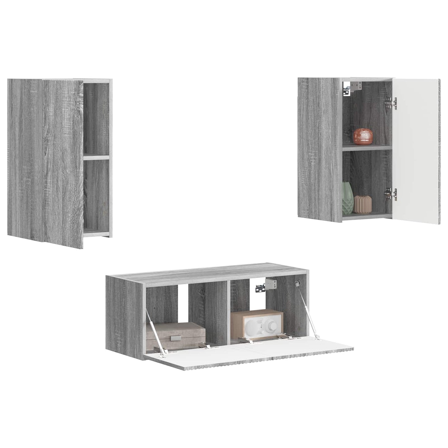 TV Cabinet Set Wall-mounted 2 pcs Grey Sonoma Engineered Wood
