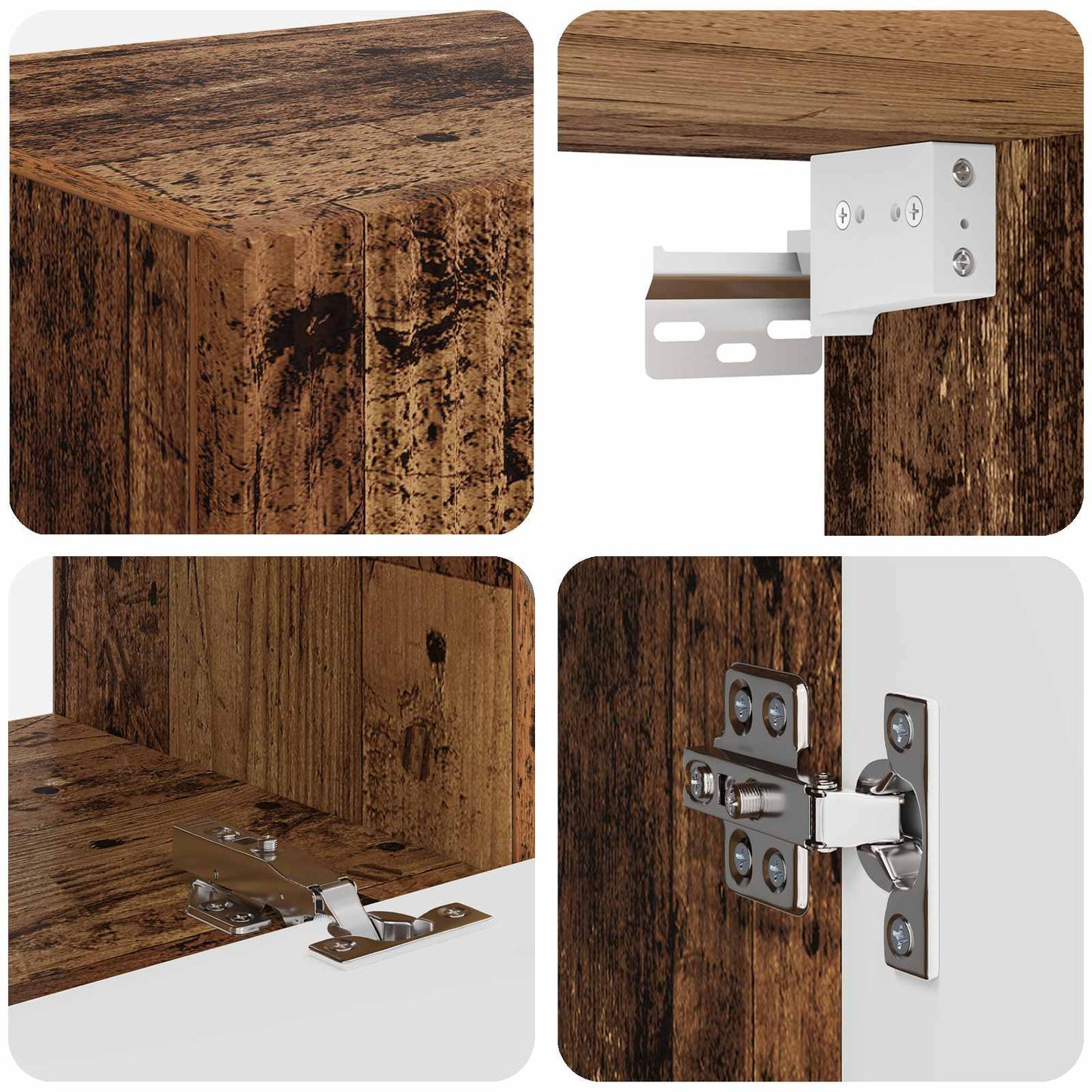 TV Cabinet Set Wall-mounted 2 pcs Old Wood Engineered Wood