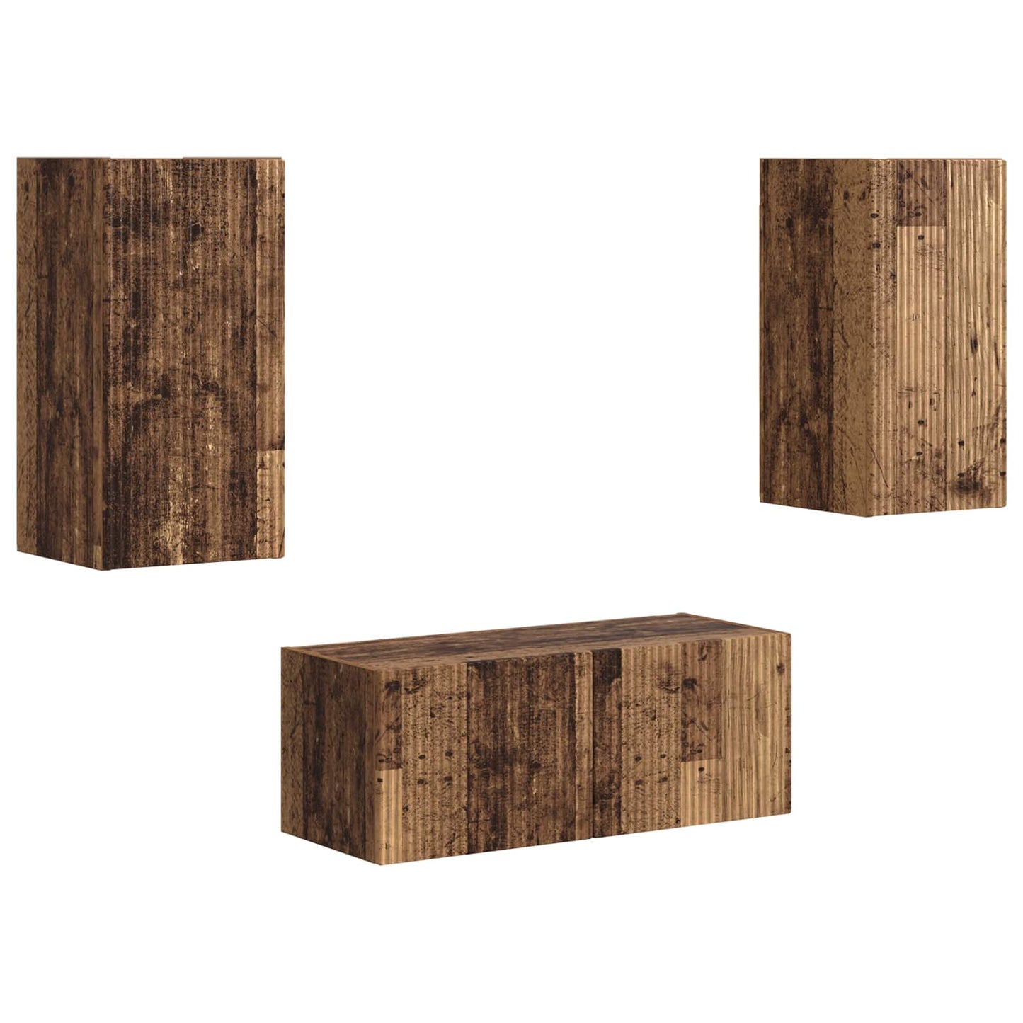 TV Cabinet Set Wall-mounted 2 pcs Old Wood Engineered Wood