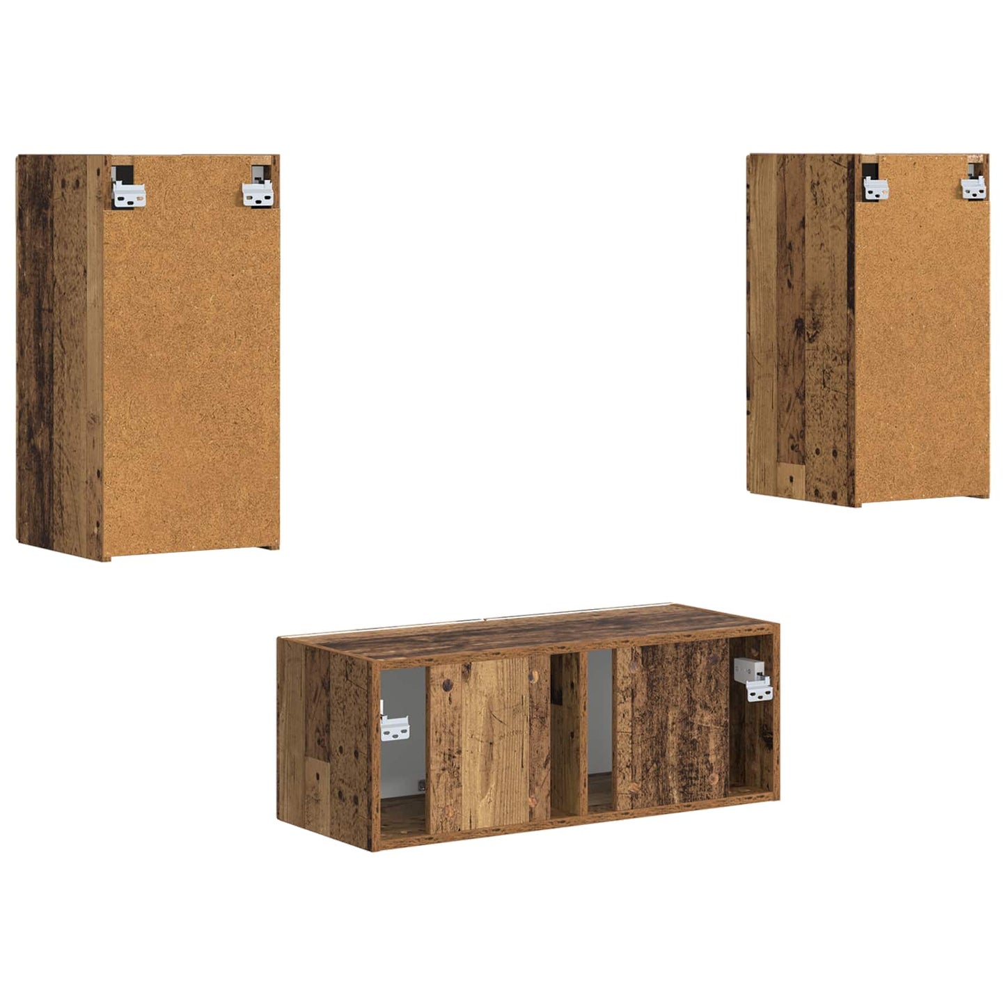 TV Cabinet Set Wall-mounted 2 pcs Old Wood Engineered Wood