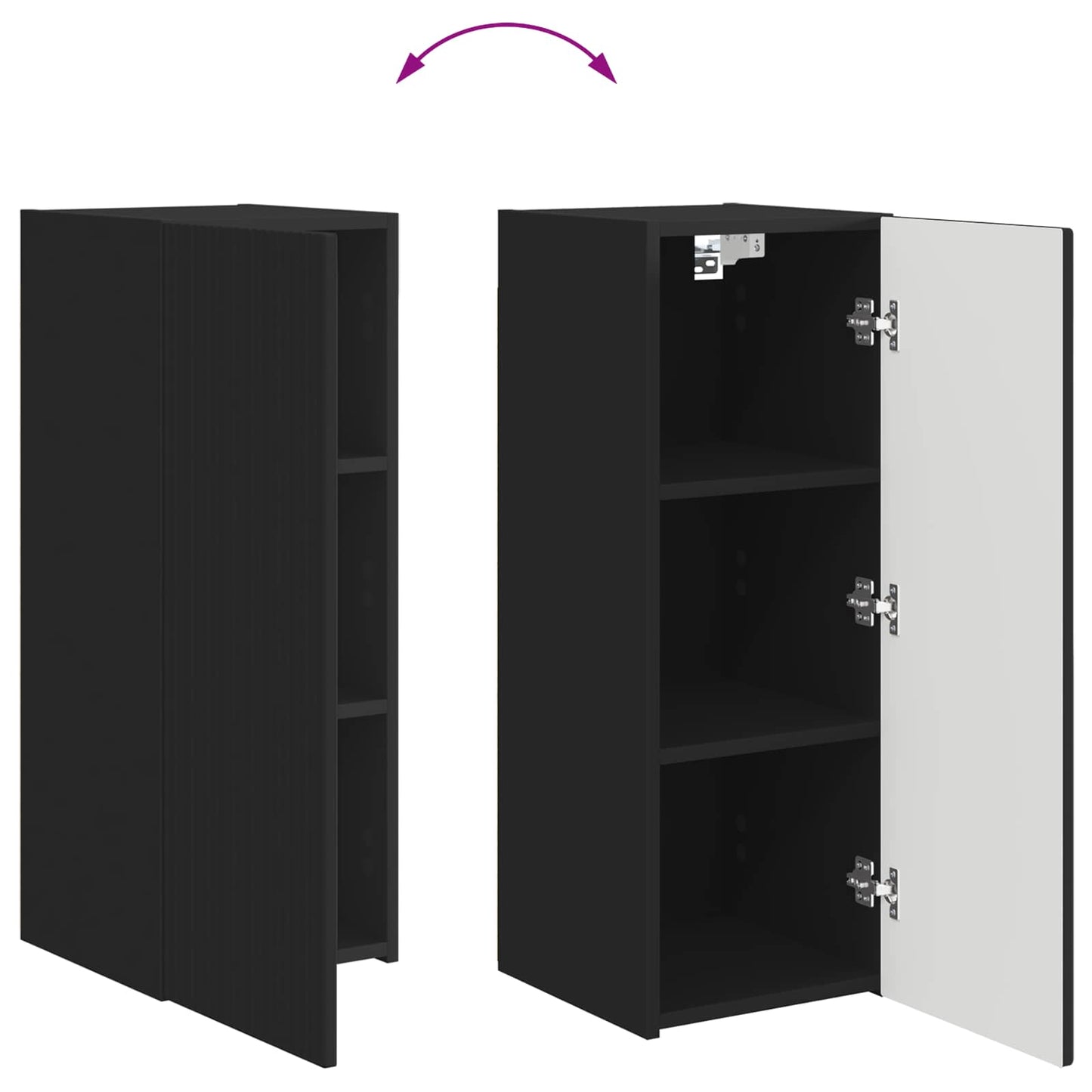 TV Cabinet Set Wall-mounted 2 pcs Black Engineered Wood