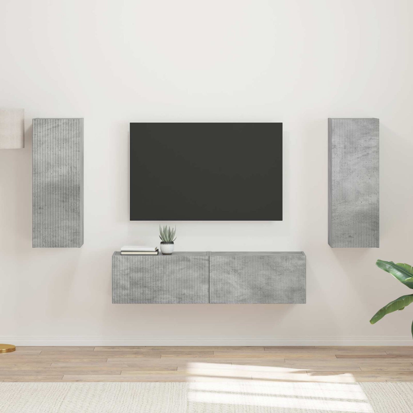 TV Cabinet Set Wall-mounted 2 pcs Concrete Grey Engineered Wood