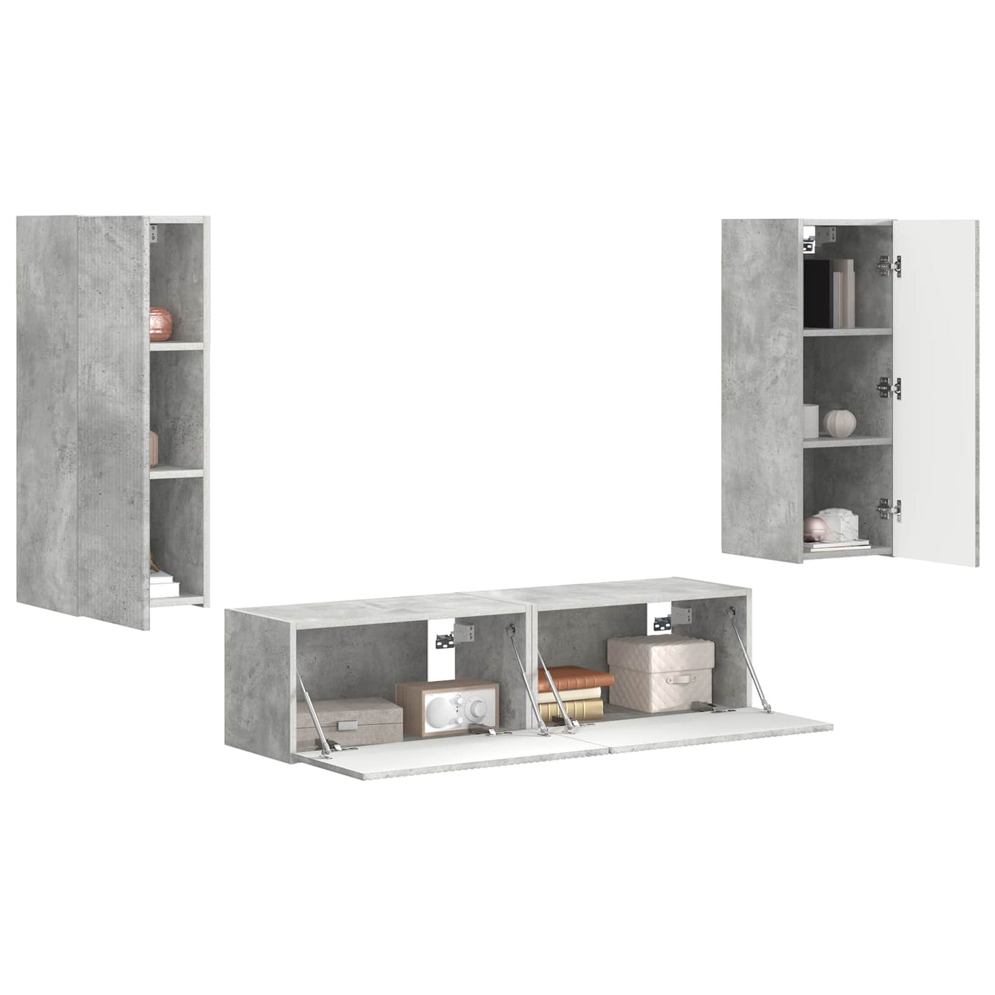 TV Cabinet Set Wall-mounted 2 pcs Concrete Grey Engineered Wood