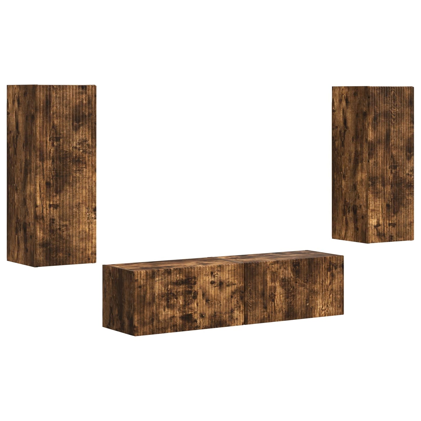 TV Cabinet Set Wall-mounted 2 pcs Smoked Oak Engineered Wood