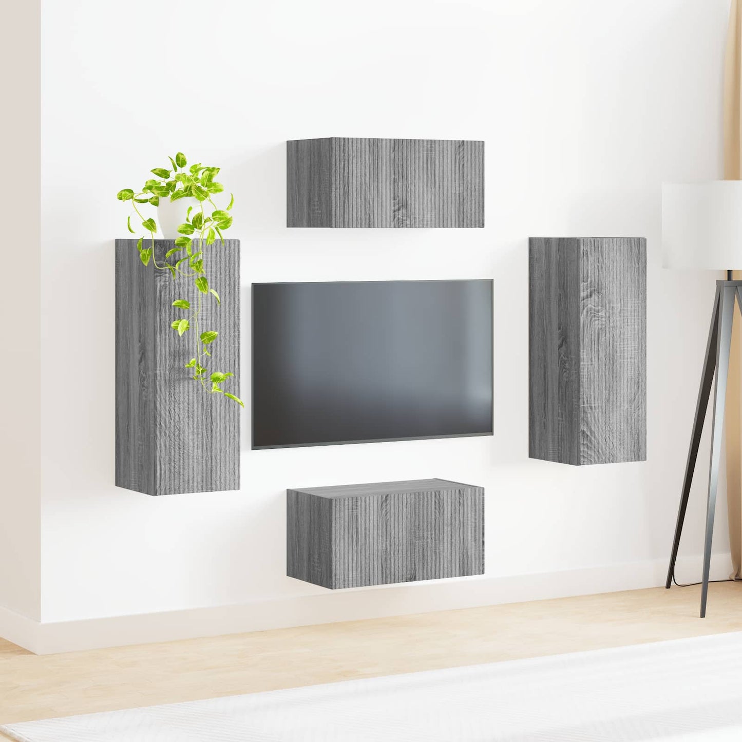 TV Cabinet Set Wall-mounted 2 pcs Grey Sonoma Engineered Wood