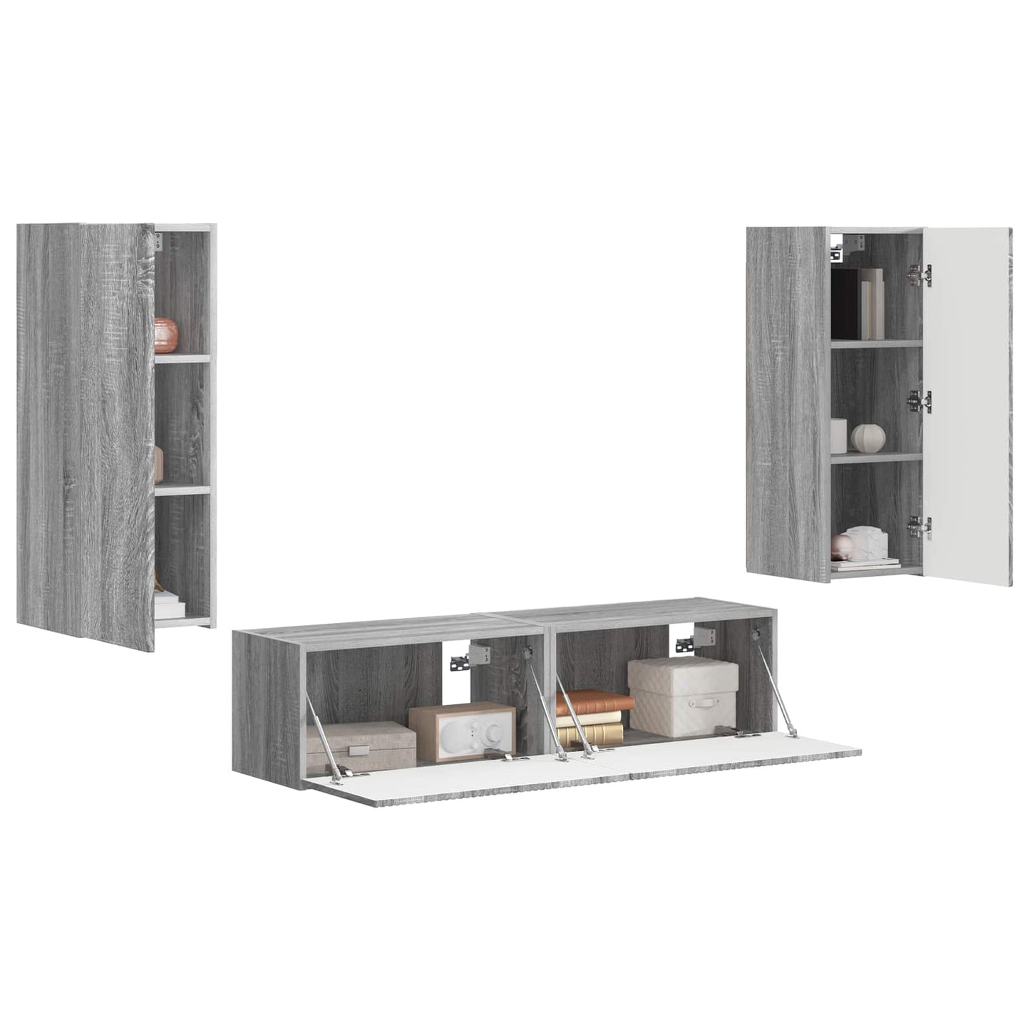 TV Cabinet Set Wall-mounted 2 pcs Grey Sonoma Engineered Wood