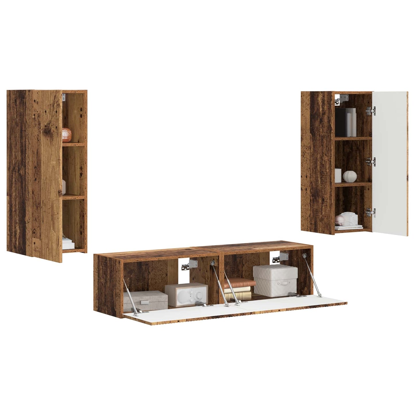 TV Cabinet Set Wall-mounted 2 pcs Old Wood Engineered Wood