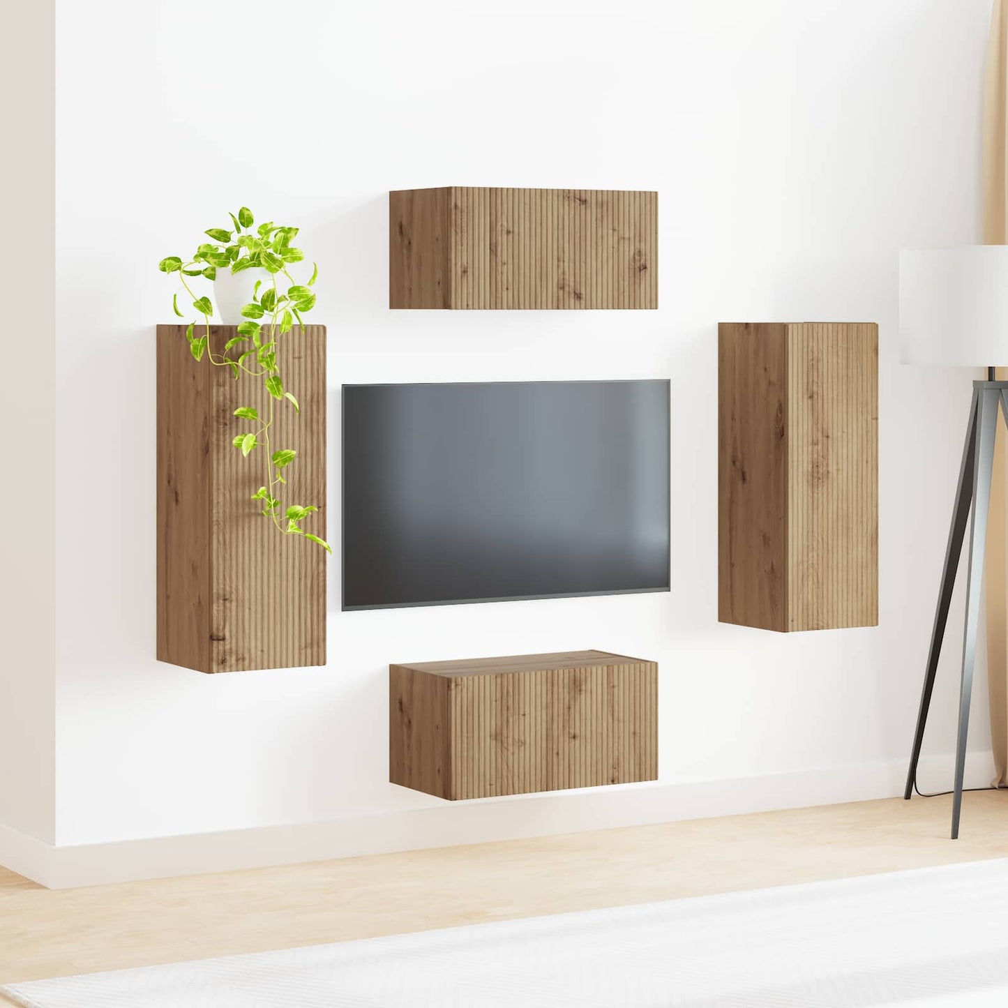 TV Cabinet Set Wall-mounted 2 pcs Artisan Oak Engineered Wood