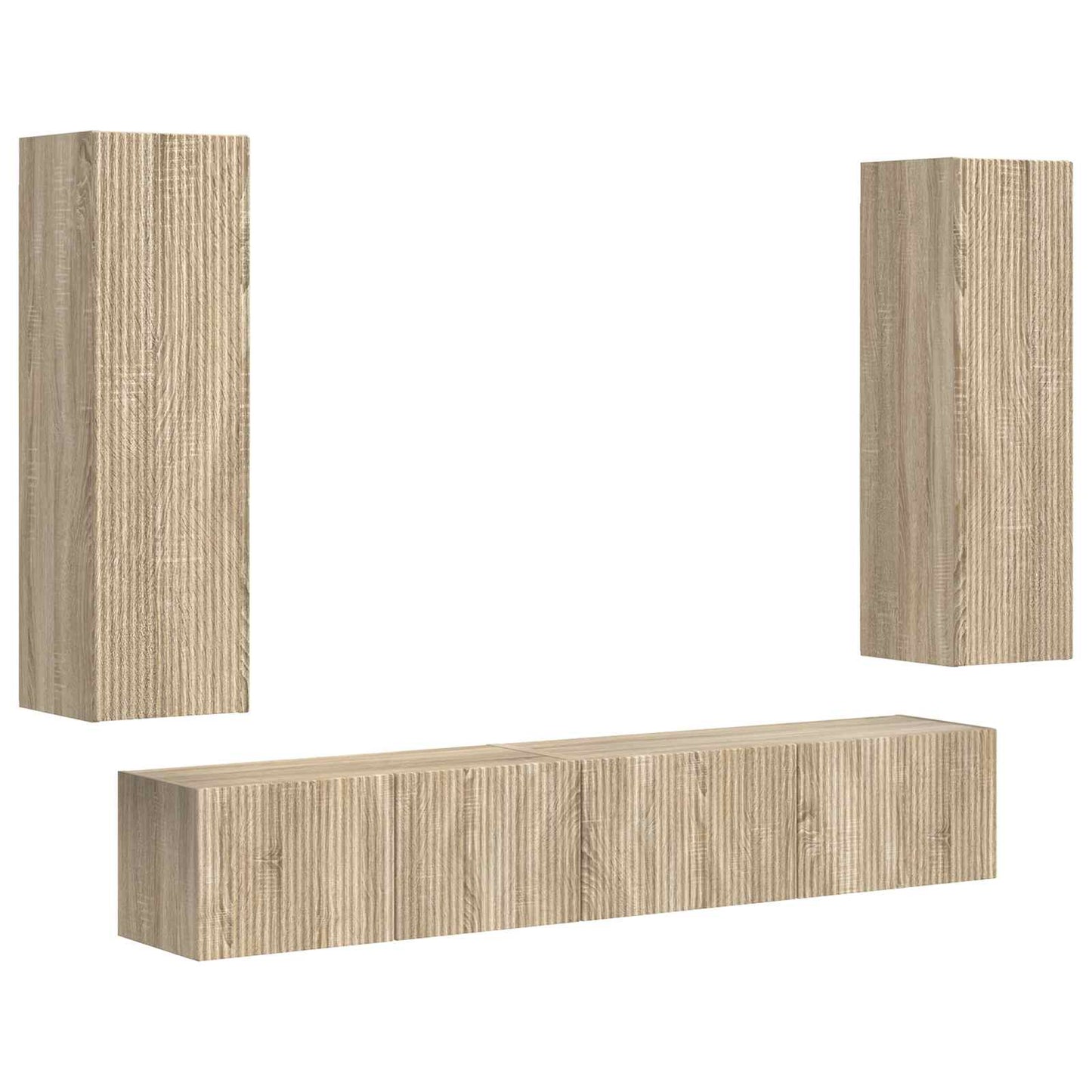 TV Cabinet Set Wall-mounted 3 pcs Sonoma Oak Engineered Wood