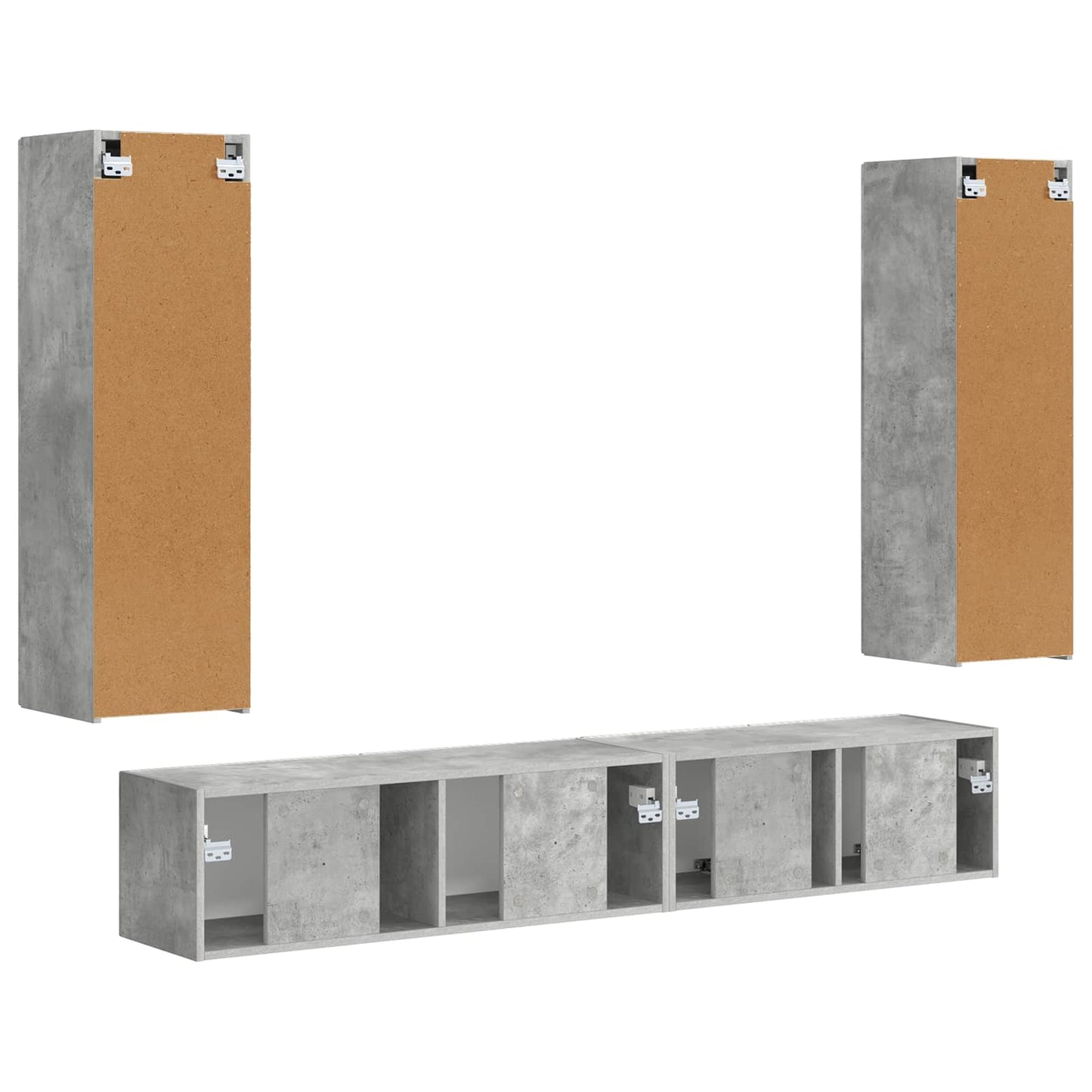 TV Cabinet Set Wall-mounted 3 pcs Concrete Grey Engineered Wood