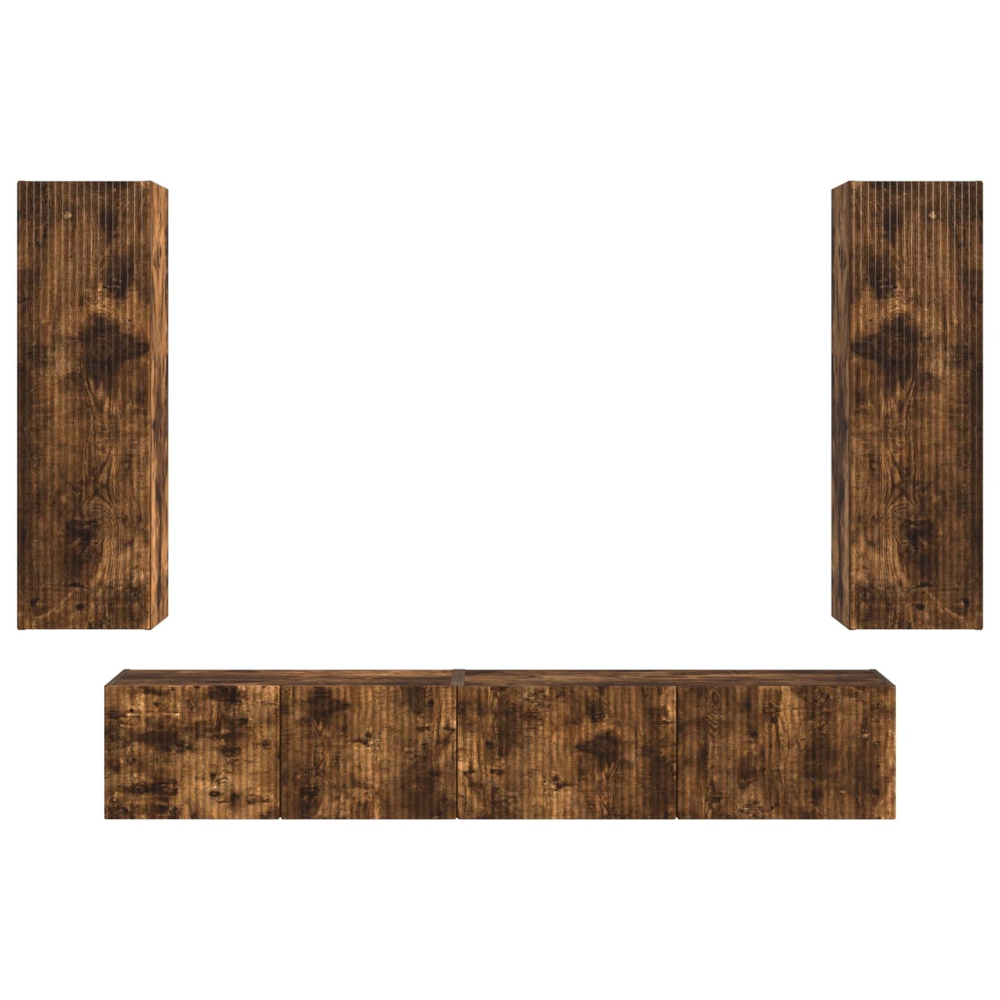 TV Cabinet Set Wall-mounted 3 pcs Smoked Oak Engineered Wood