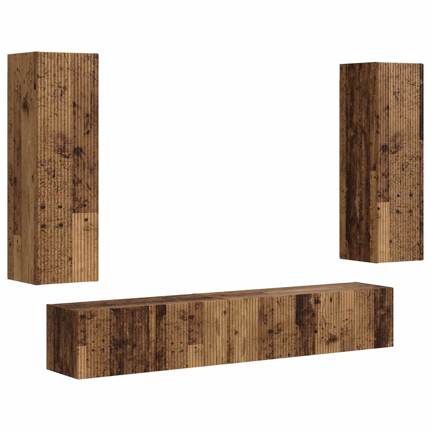 TV Cabinet Set Wall-mounted 3 pcs Old Wood Engineered Wood
