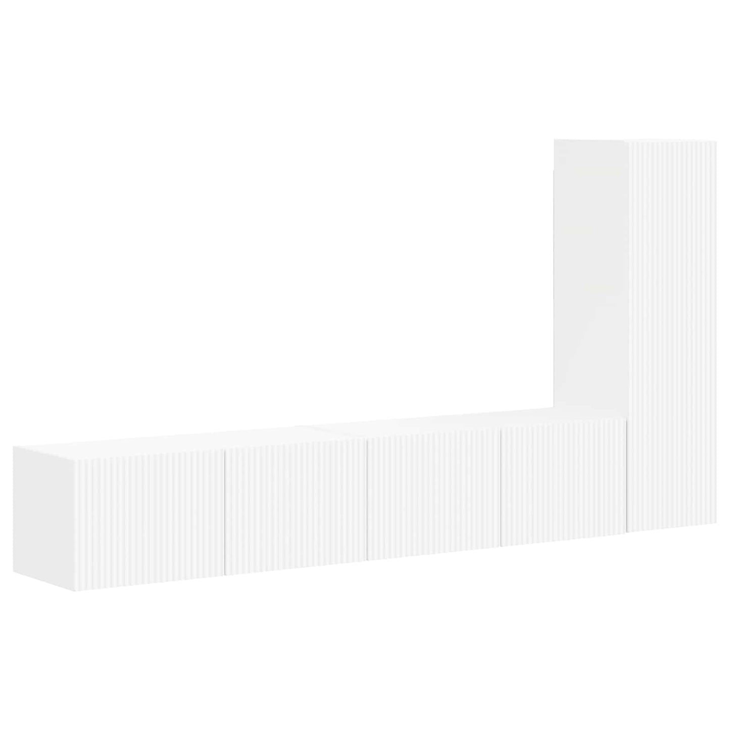 TV Cabinet Set Wall-mounted 3 pcs White Engineered Wood