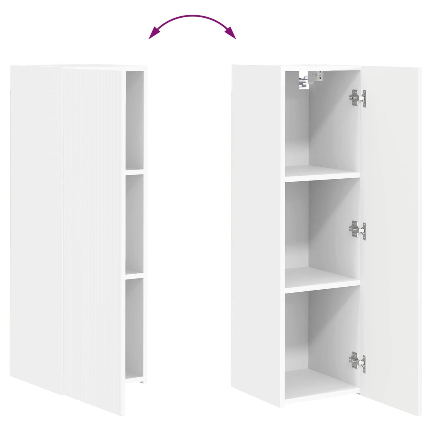 TV Cabinet Set Wall-mounted 3 pcs White Engineered Wood