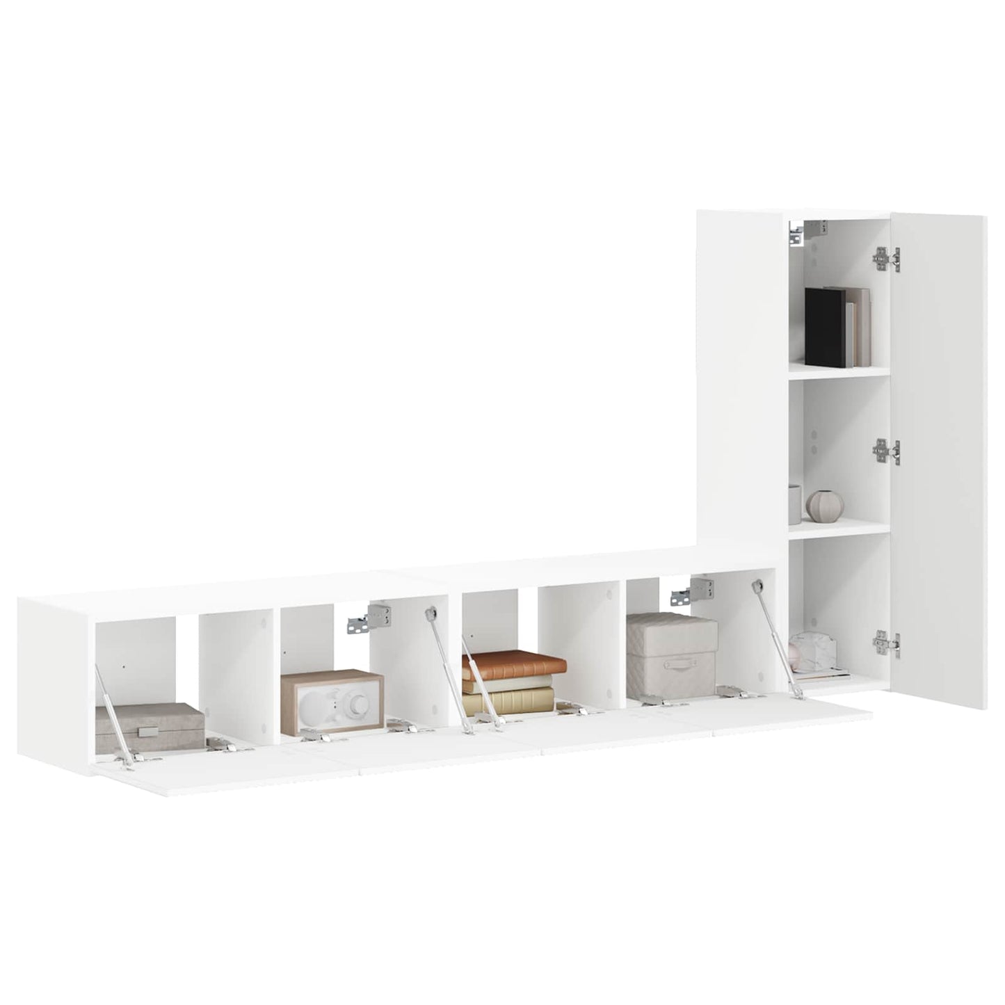TV Cabinet Set Wall-mounted 3 pcs White Engineered Wood