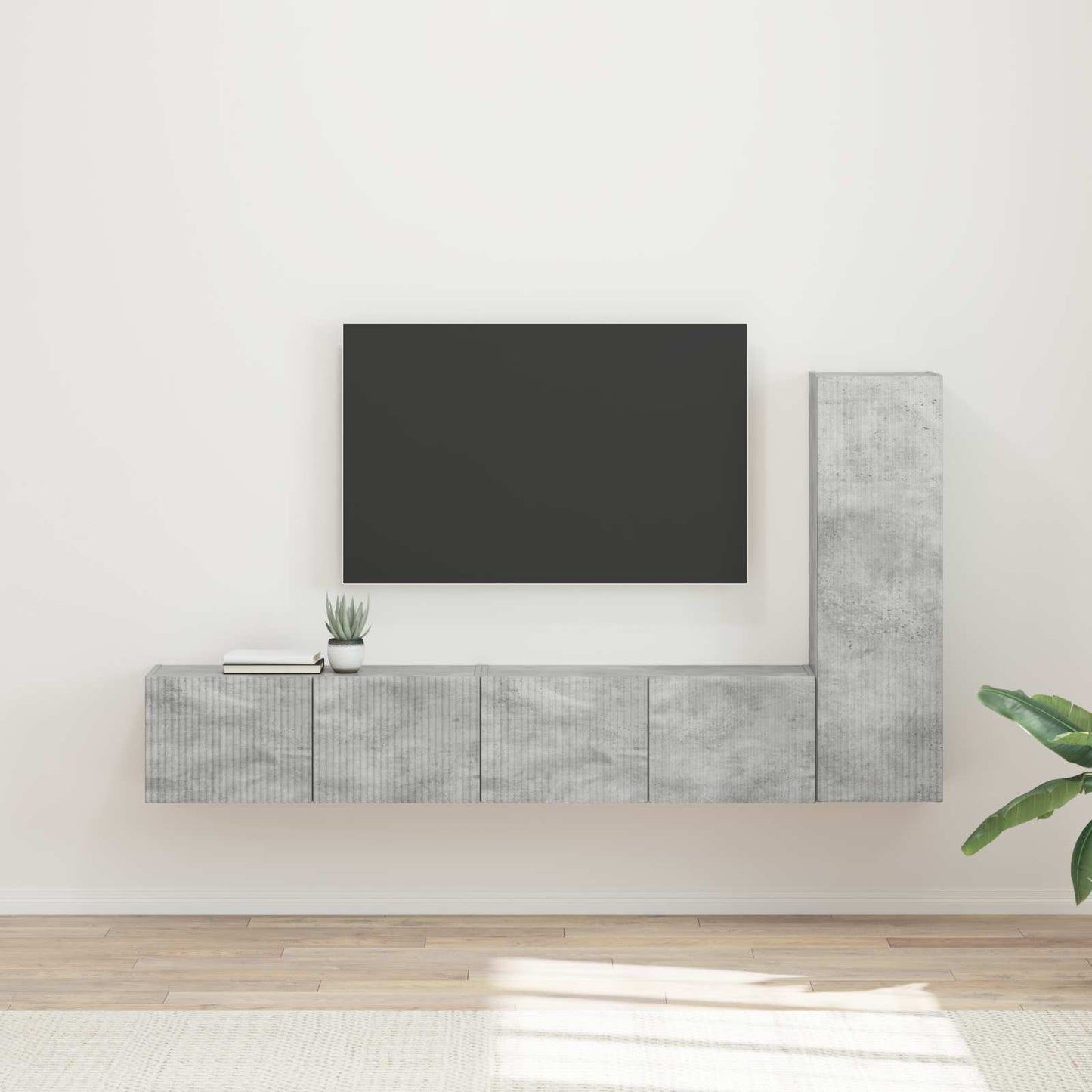 TV Cabinet Set Wall-mounted 3 pcs Concrete Grey Engineered Wood
