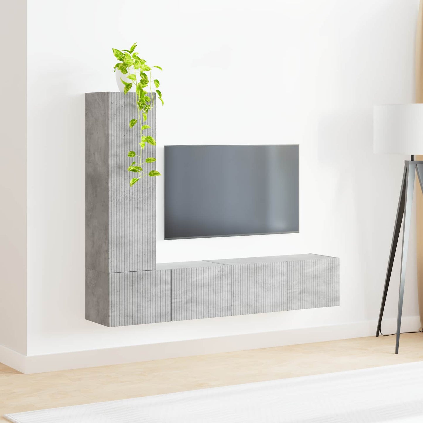 TV Cabinet Set Wall-mounted 3 pcs Concrete Grey Engineered Wood