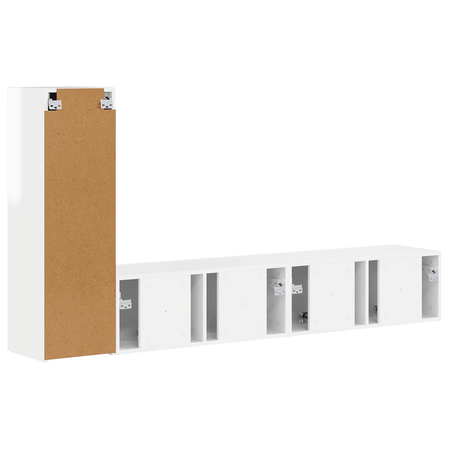 TV Cabinet Set 3 pcs High Gloss White Engineered Wood