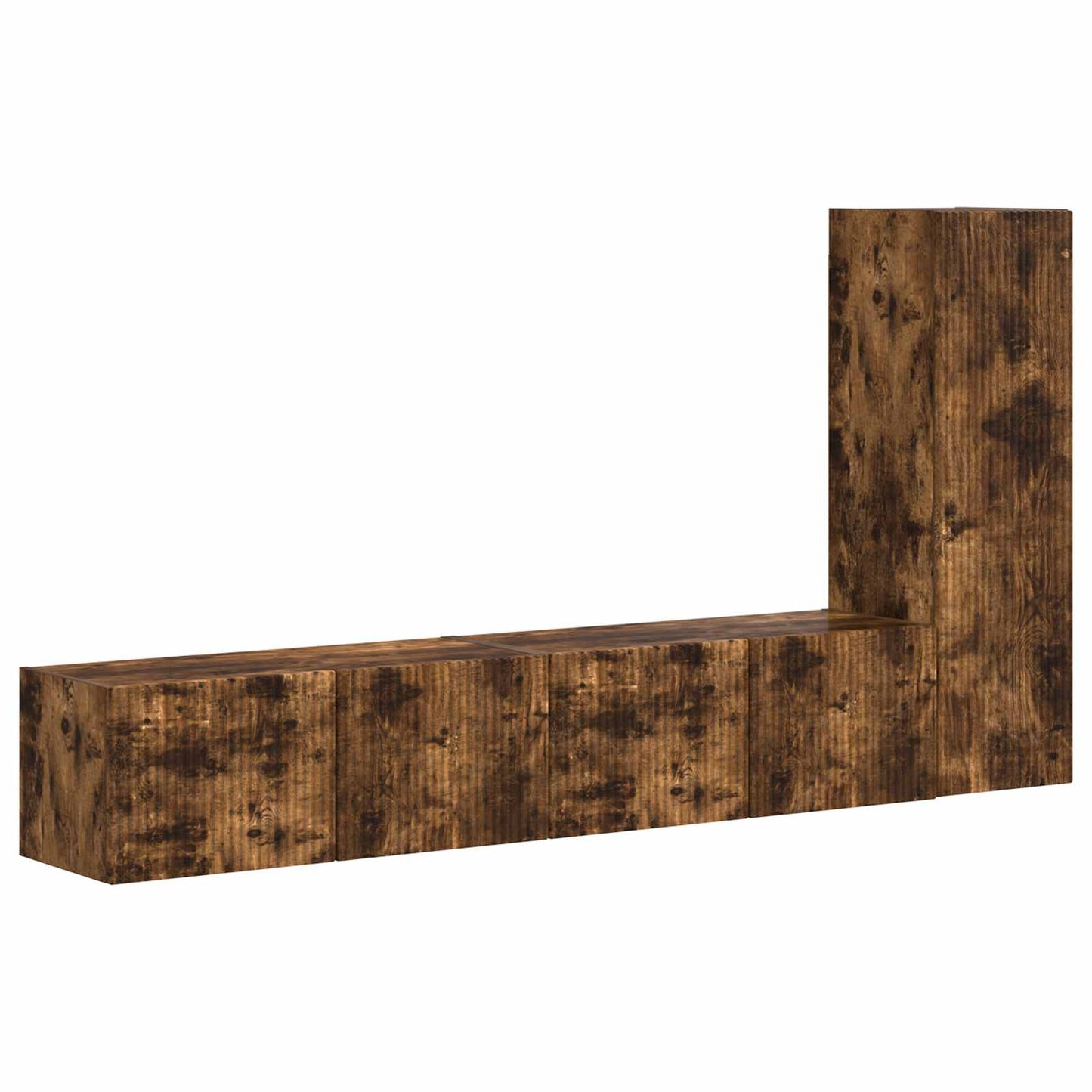 TV Cabinet Set Wall-mounted 3 pcs Smoked Oak Engineered Wood