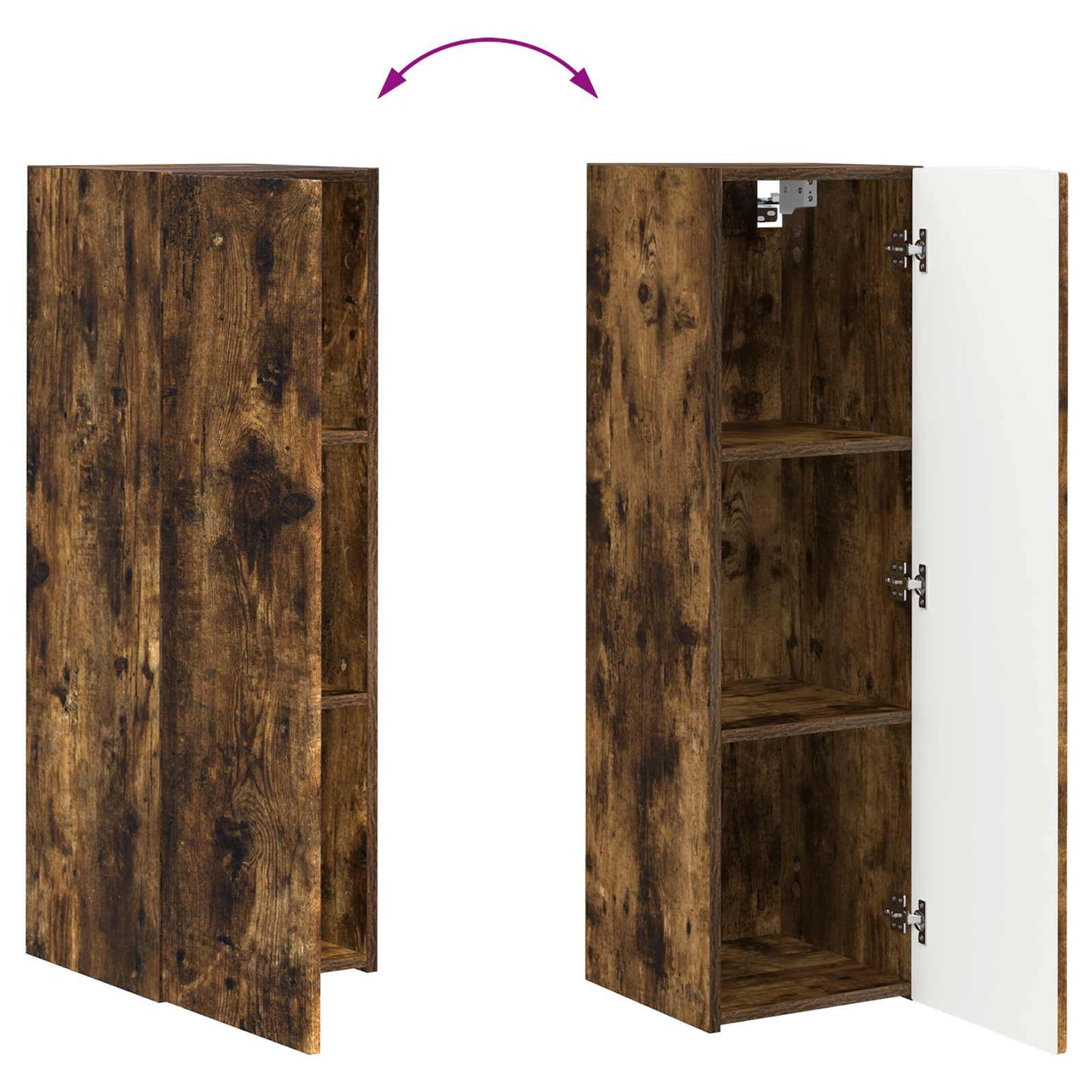 TV Cabinet Set Wall-mounted 3 pcs Smoked Oak Engineered Wood