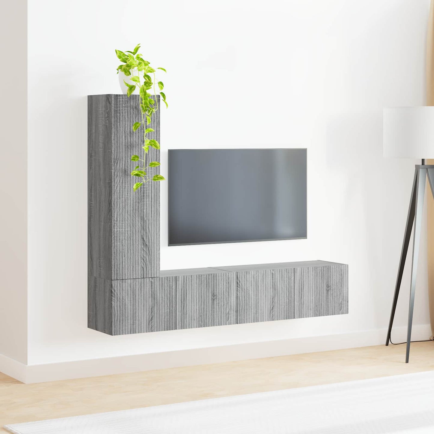 TV Cabinet Set Wall-mounted 3 pcs Grey Sonoma Engineered Wood