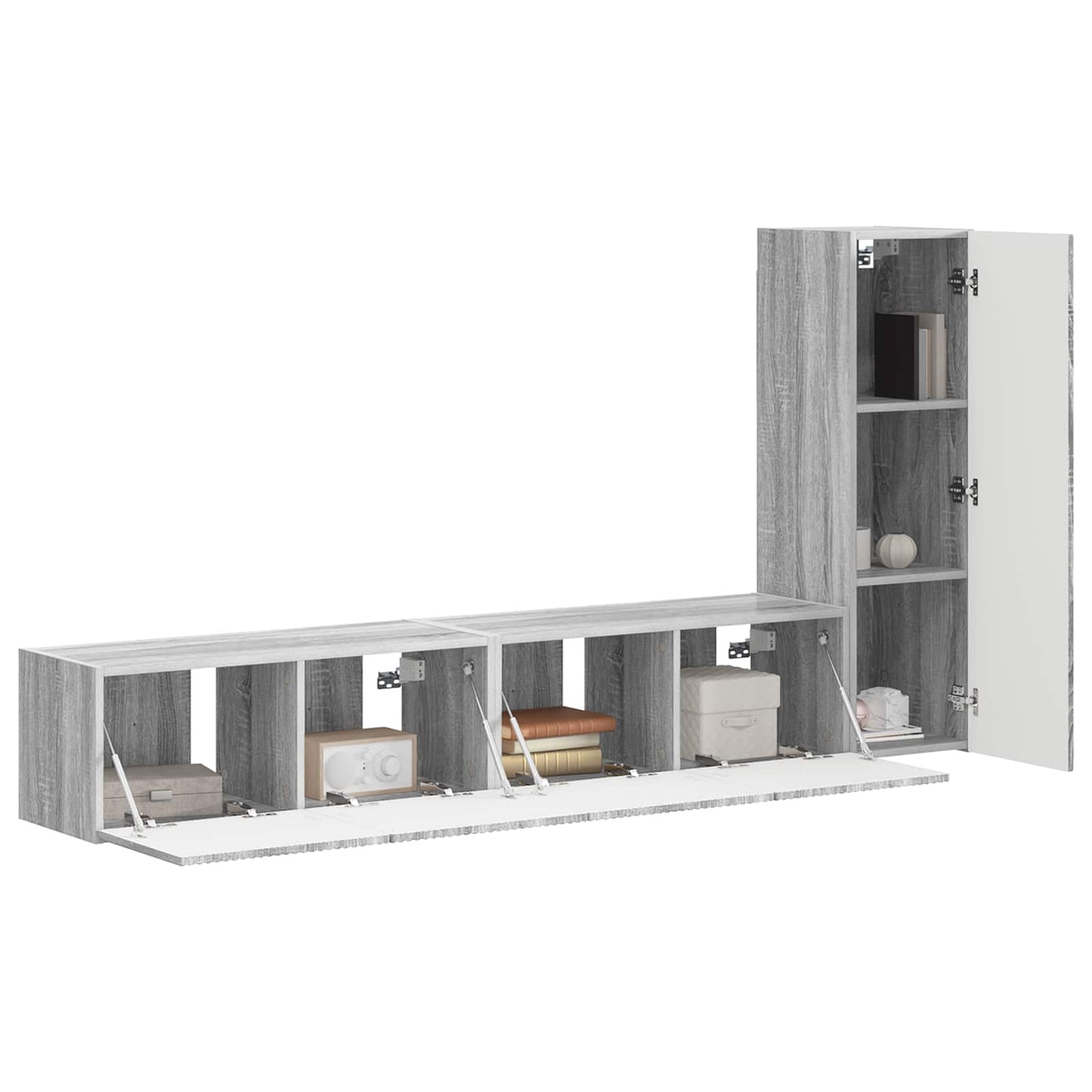 TV Cabinet Set Wall-mounted 3 pcs Grey Sonoma Engineered Wood