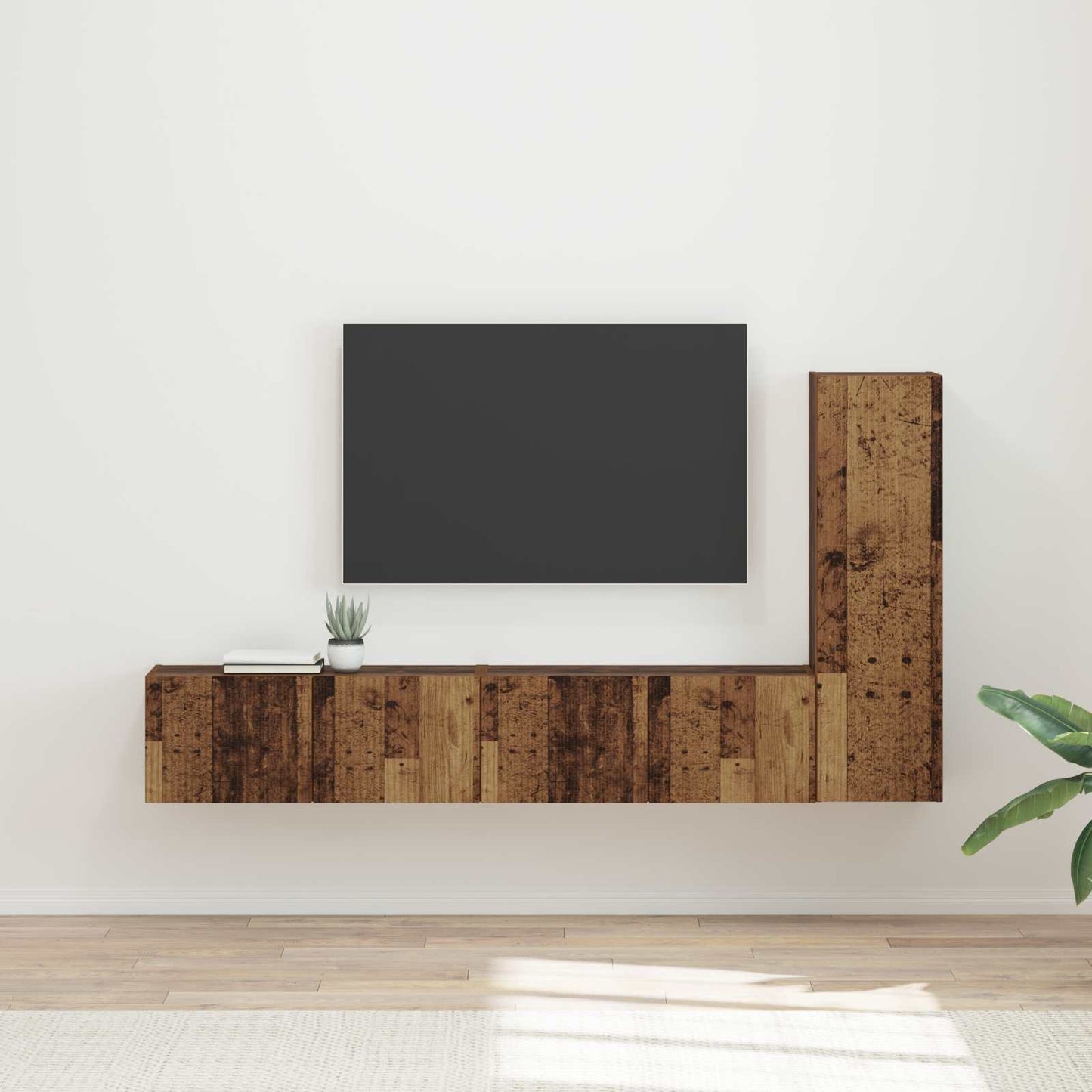 TV Cabinet Set Wall-mounted 3 pcs Old Wood Engineered Wood