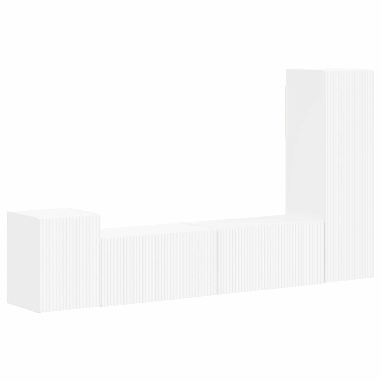 TV Cabinet Set Wall-mounted 4 pcs White Engineered Wood
