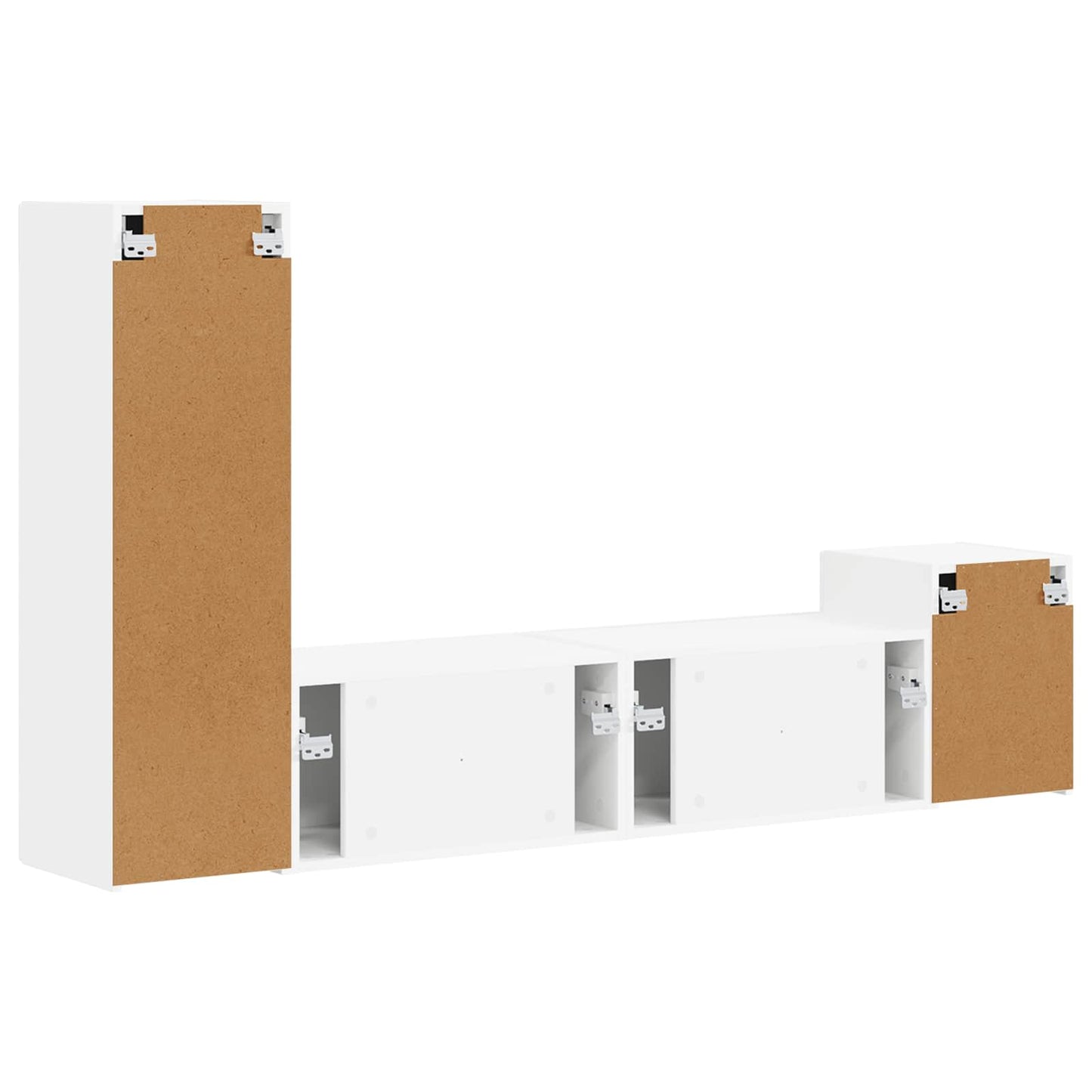 TV Cabinet Set Wall-mounted 4 pcs White Engineered Wood