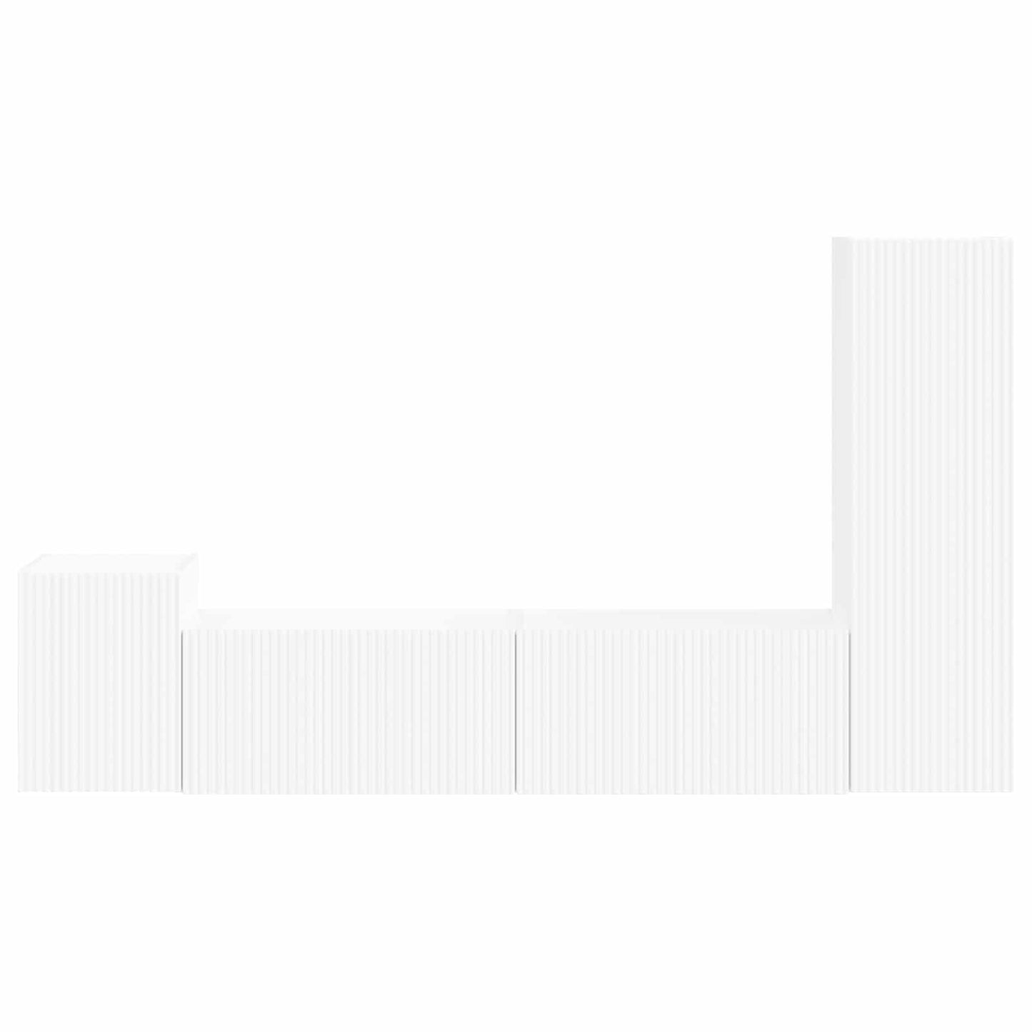 TV Cabinet Set Wall-mounted 4 pcs White Engineered Wood