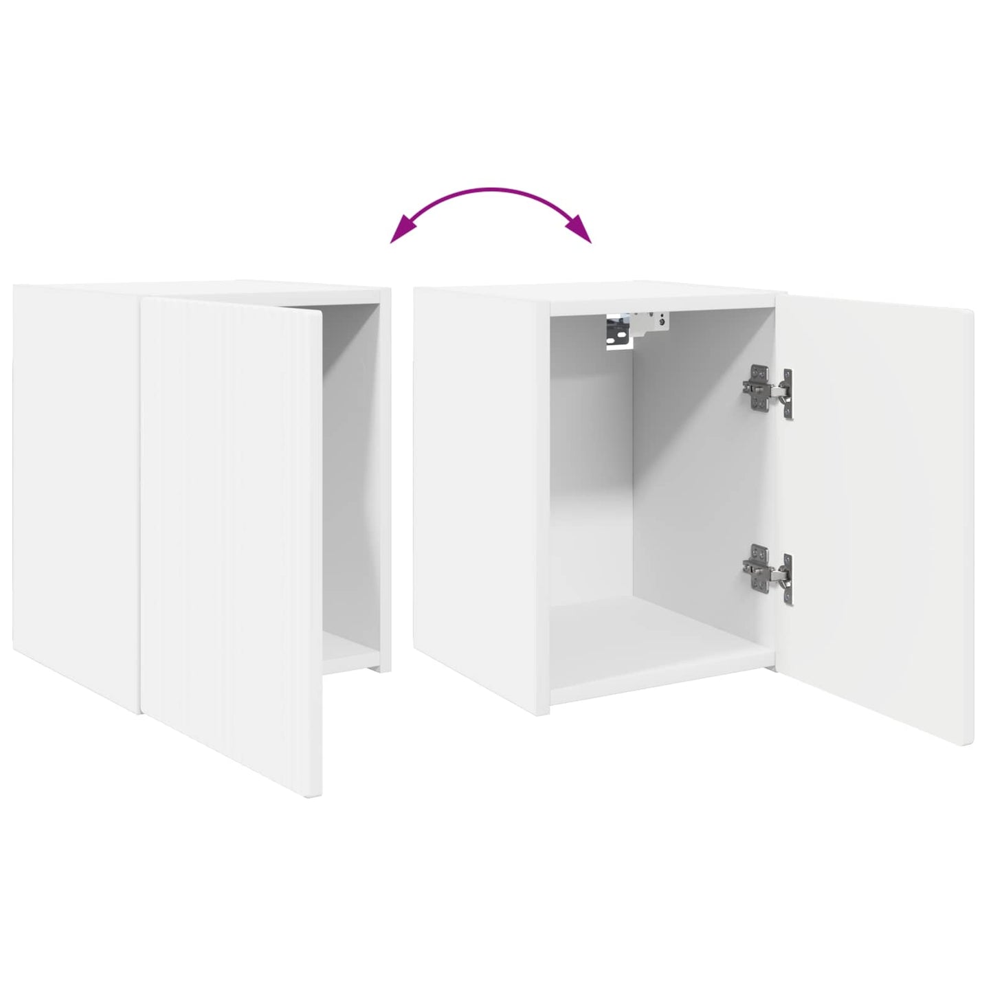 TV Cabinet Set Wall-mounted 4 pcs White Engineered Wood