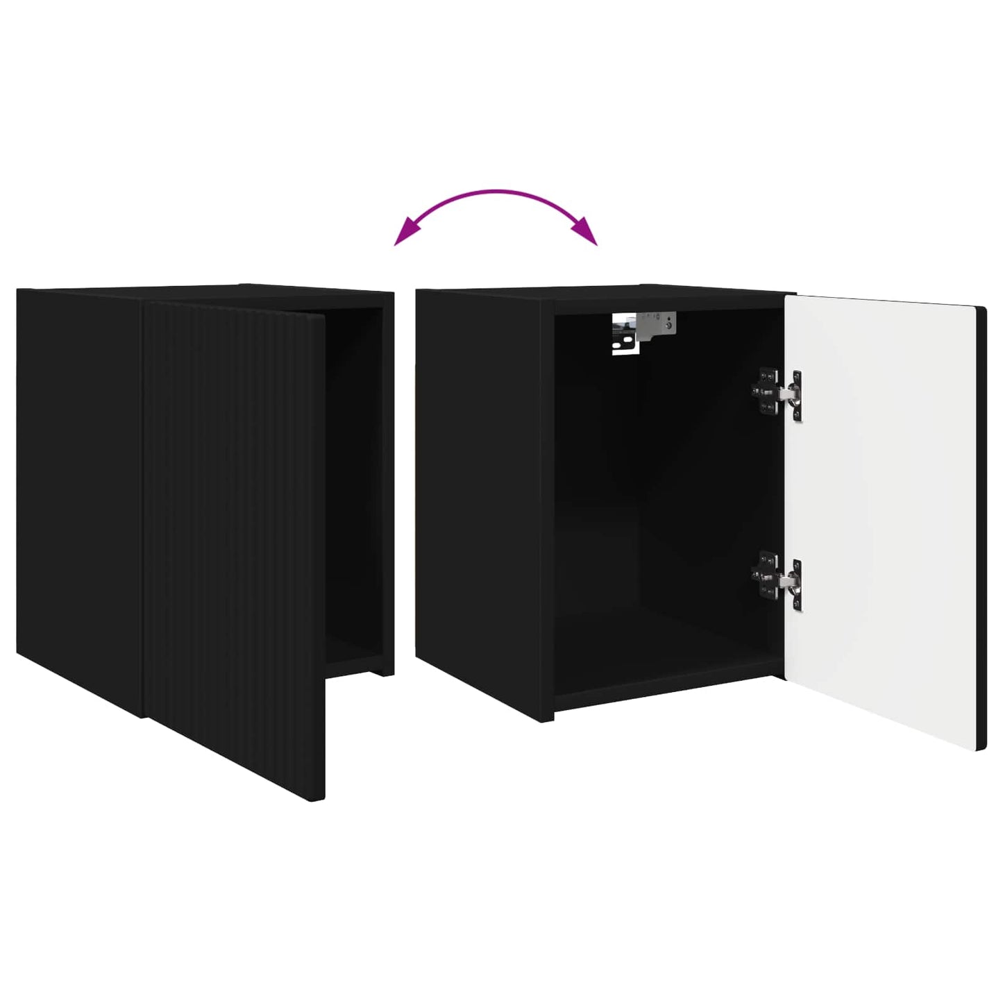 TV Cabinet Set Wall-mounted 4 pcs Black Engineered Wood