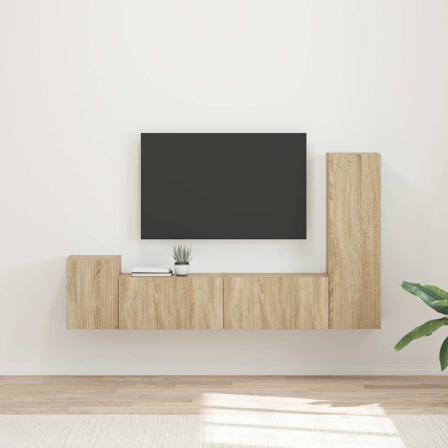 TV Cabinet Set Wall-mounted 4 pcs Sonoma Oak Engineered Wood