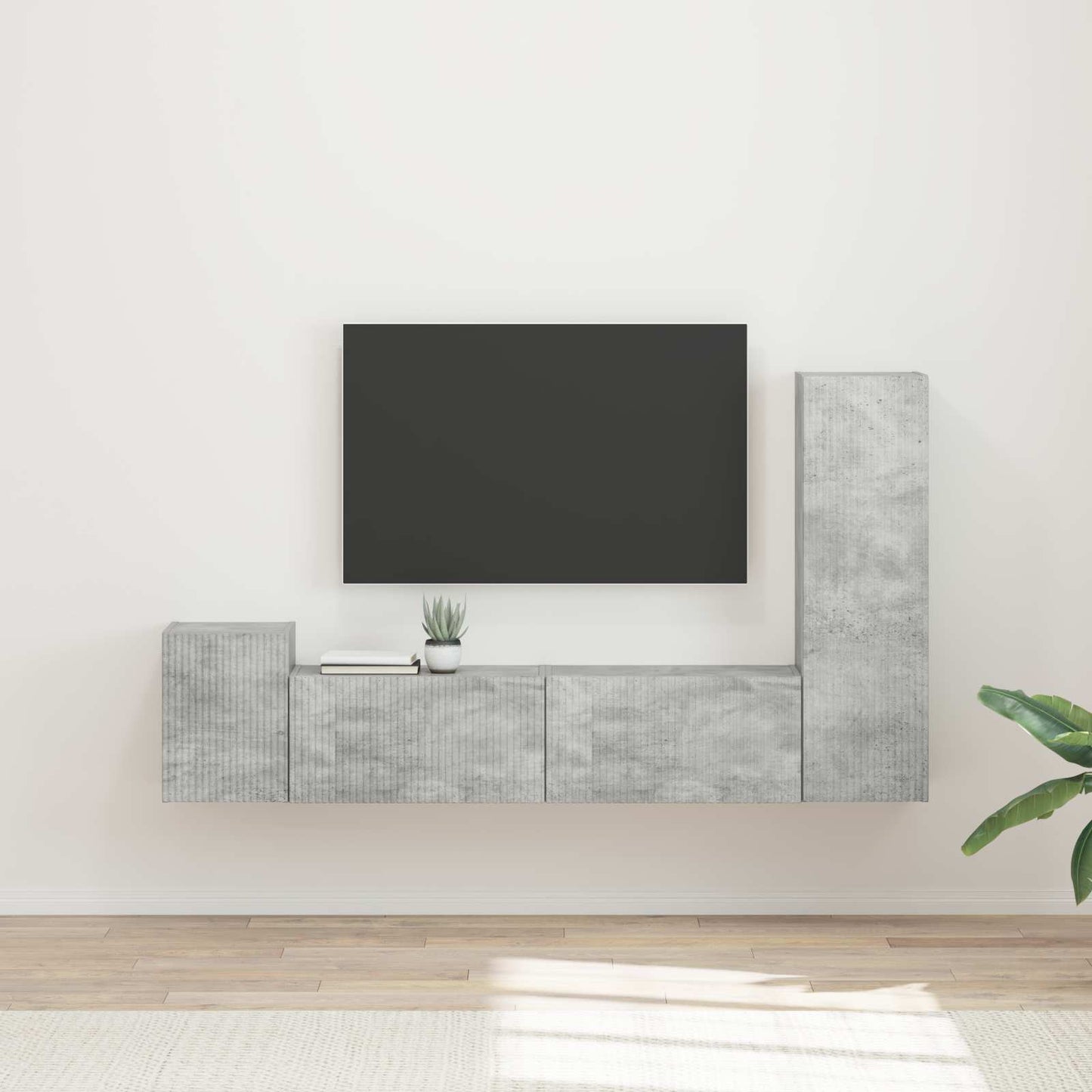 TV Cabinet Set Wall-mounted 4 pcs Concrete Grey Engineered Wood